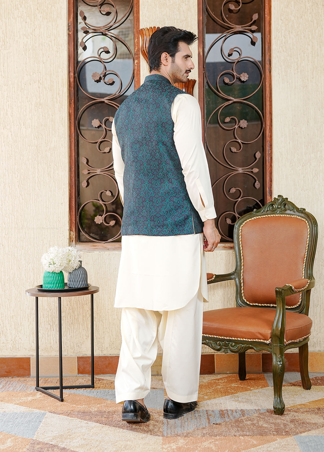banarasi jamawar Waistcoat in Multi