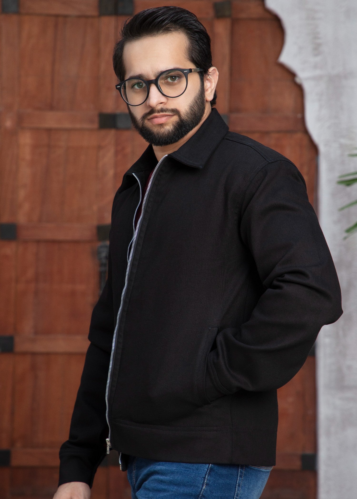 twill cambric Jacket in Black