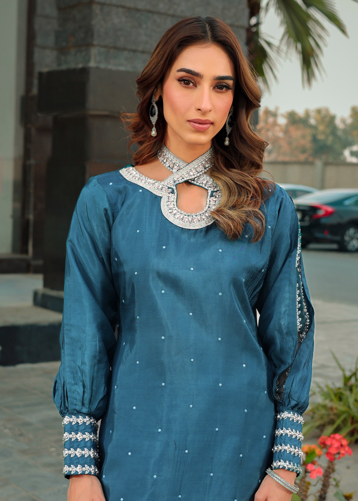 silk Kurta Set in Royal blue
