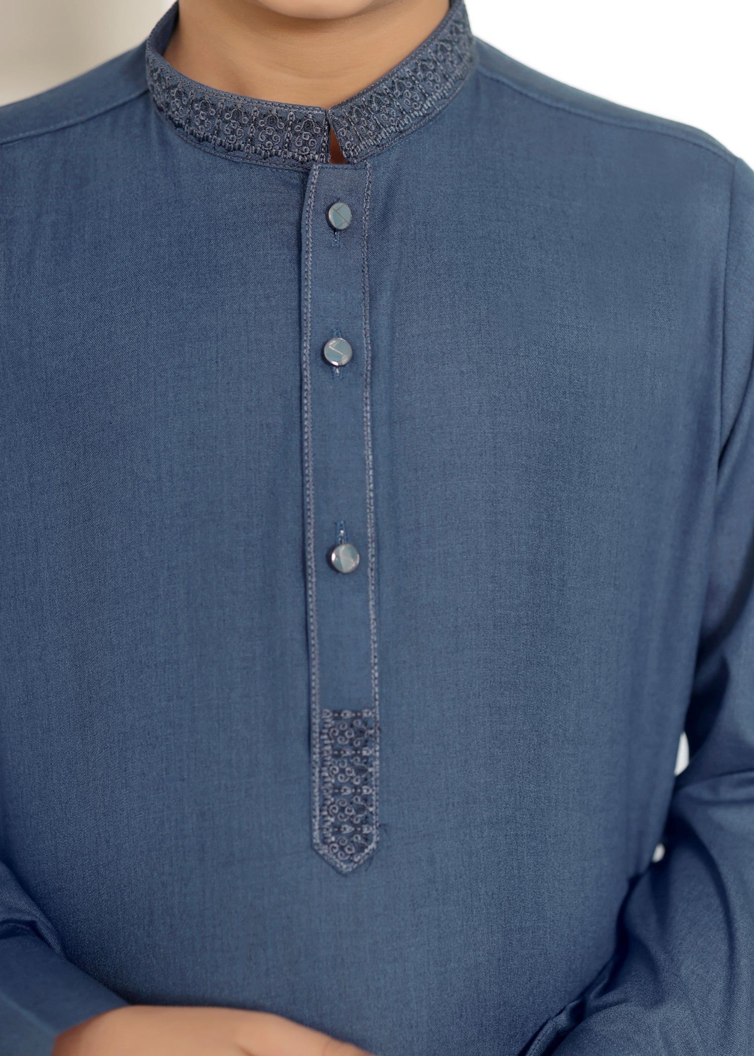 wash & wear Kurta Set in Steel blue