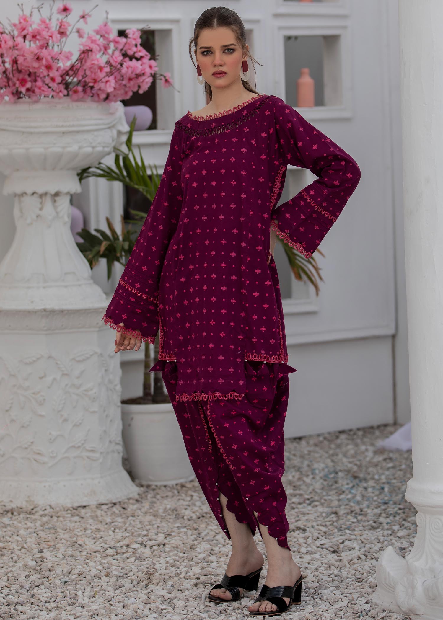 cotton Co Ord Sets in Magenta