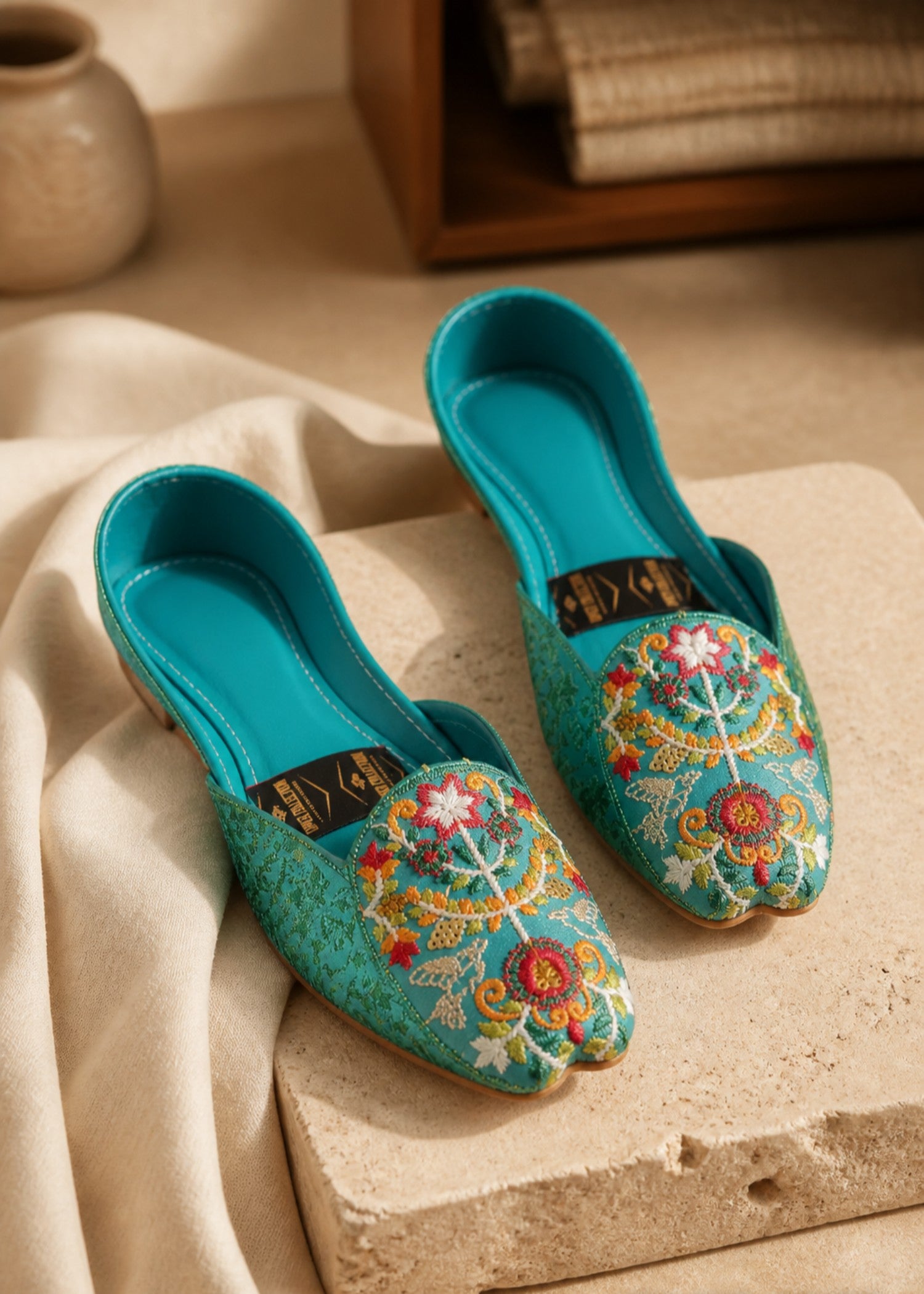 Khussa in Turquoise by - High Quality Women Khussa QRH5833