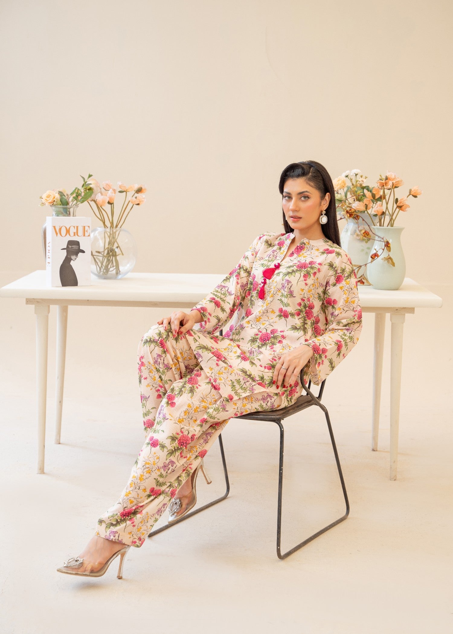 cotton dobby Co Ord Sets in Pink lace