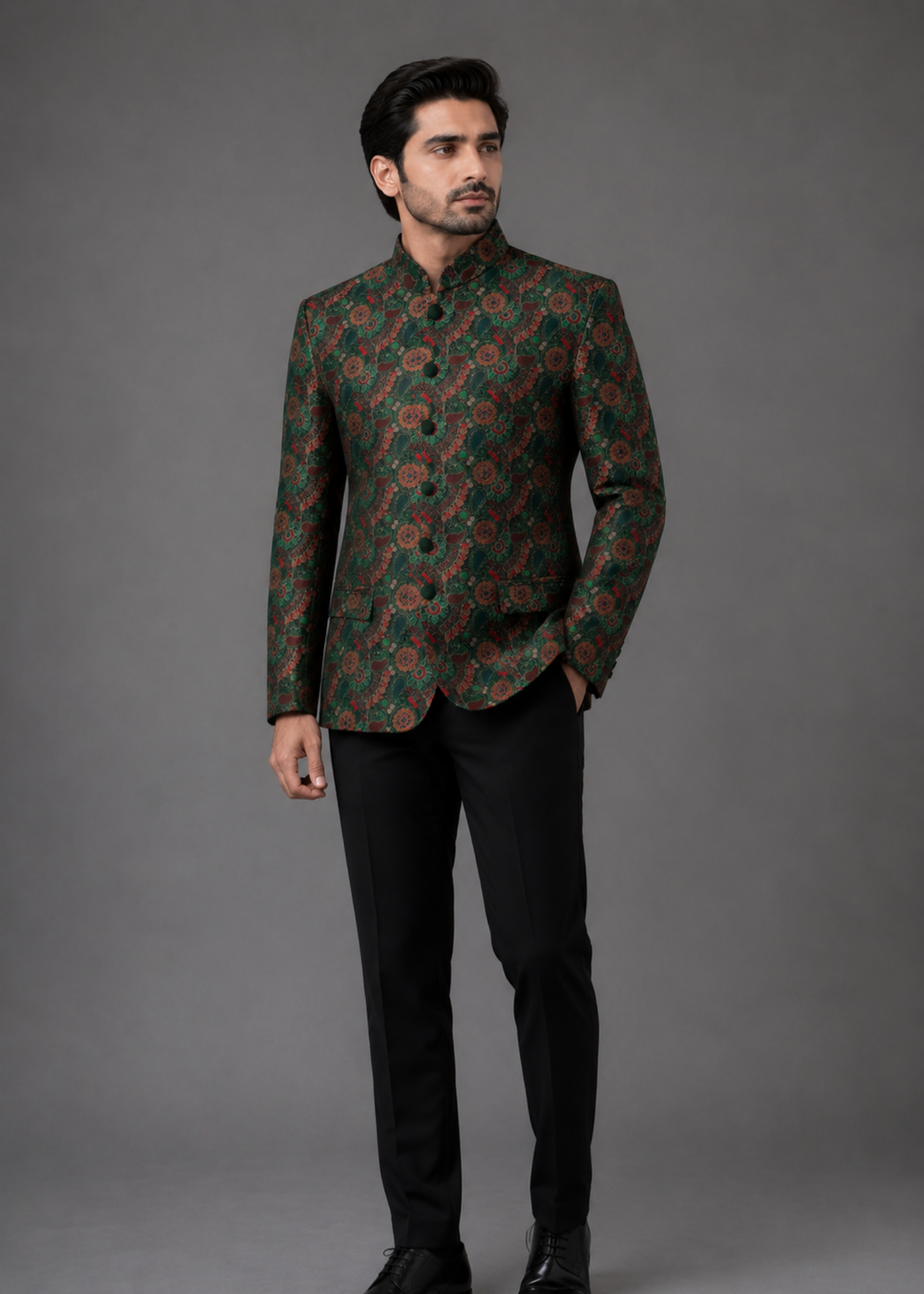 velvet Prince Coat in Green