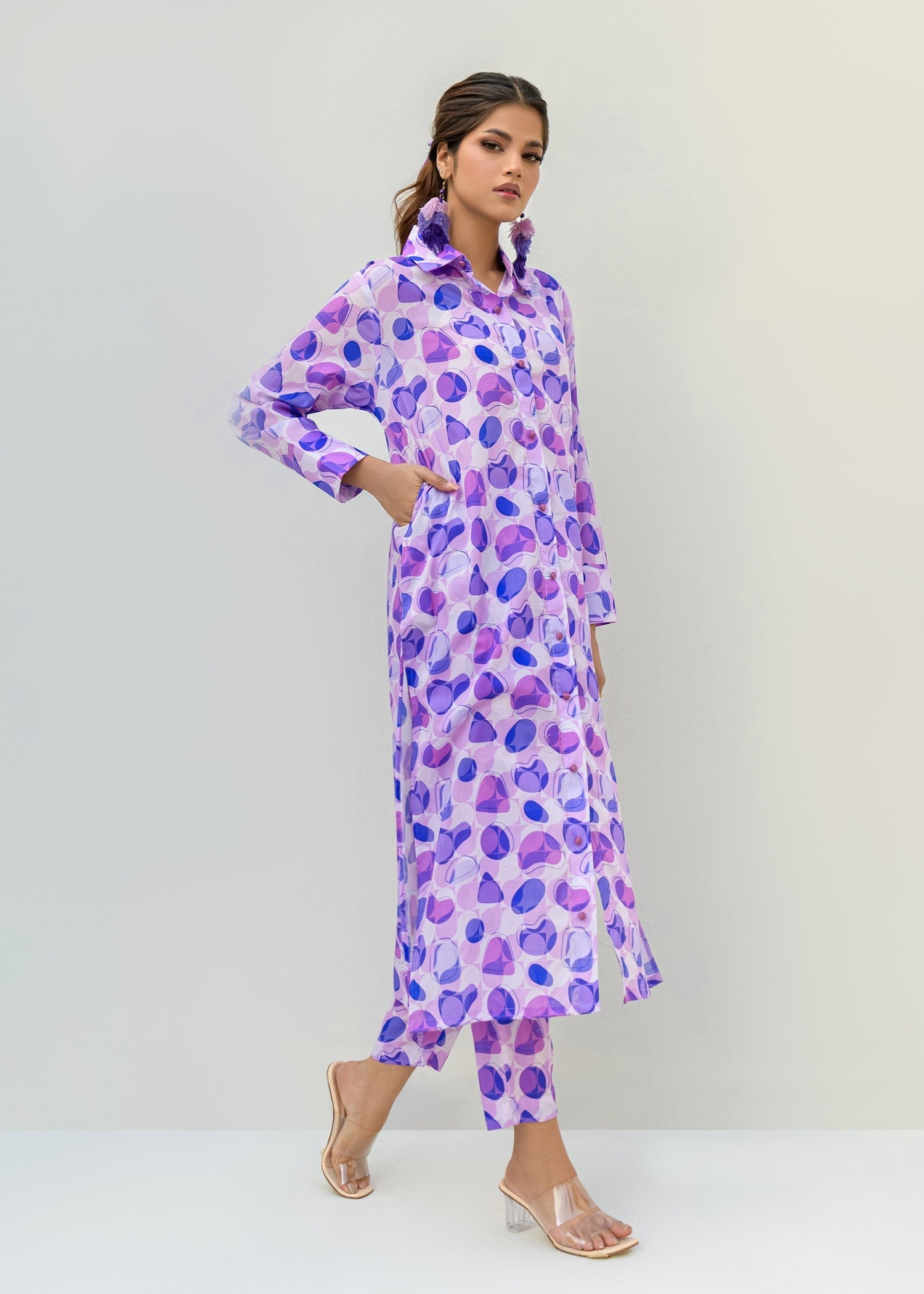 cambric Co ord Sets in Purple