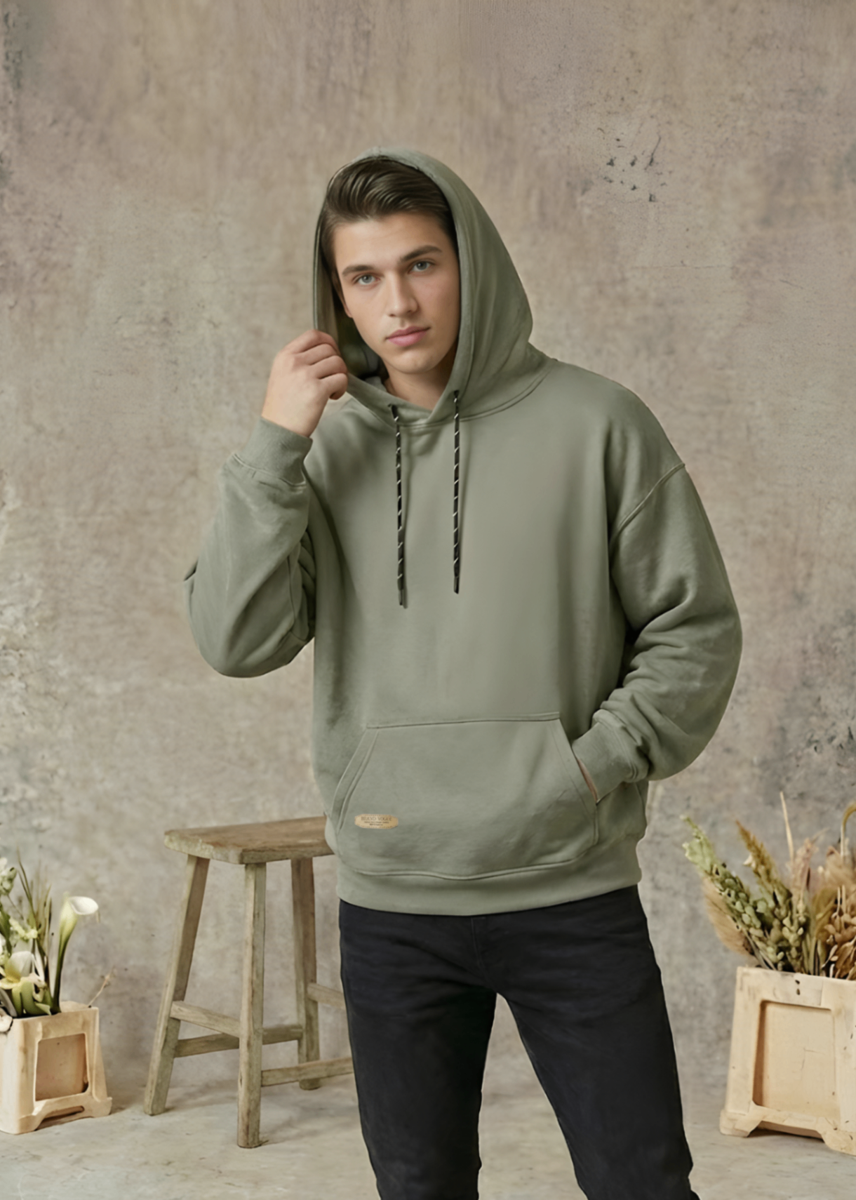 fleece Hoodie in Green