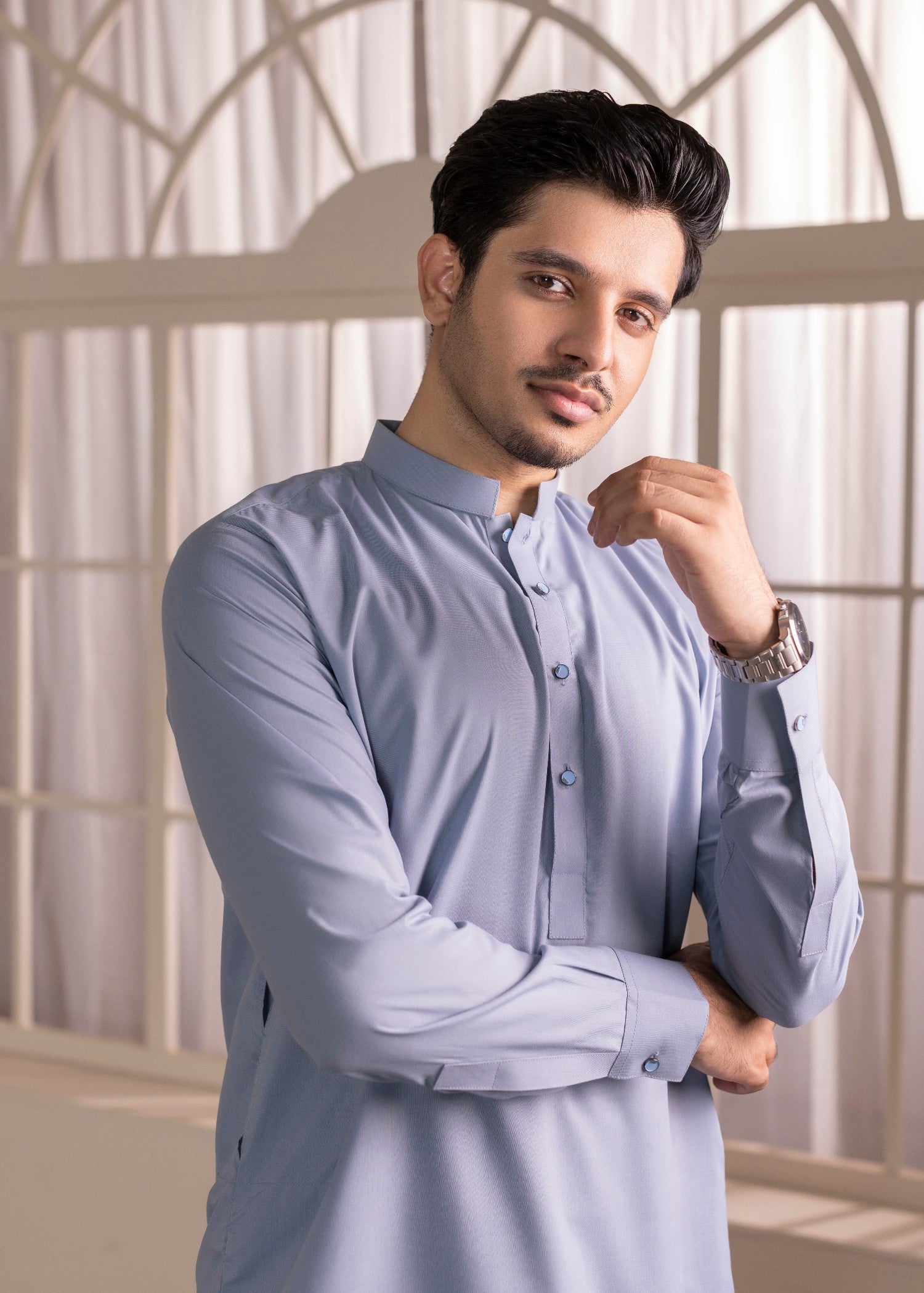 wash & wear Kurta Set in Ice blue
