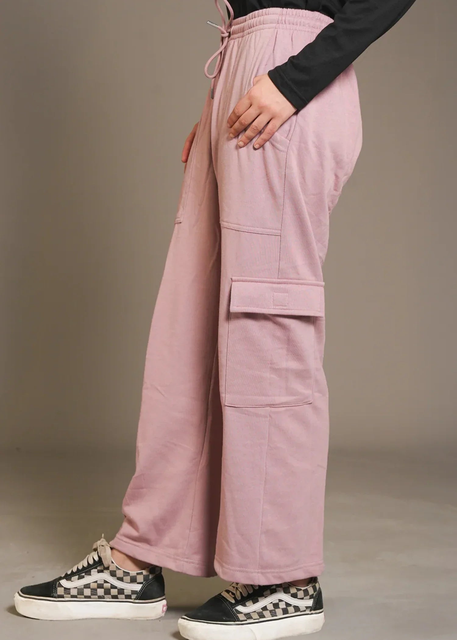 french terry Trousers in Mauve pink