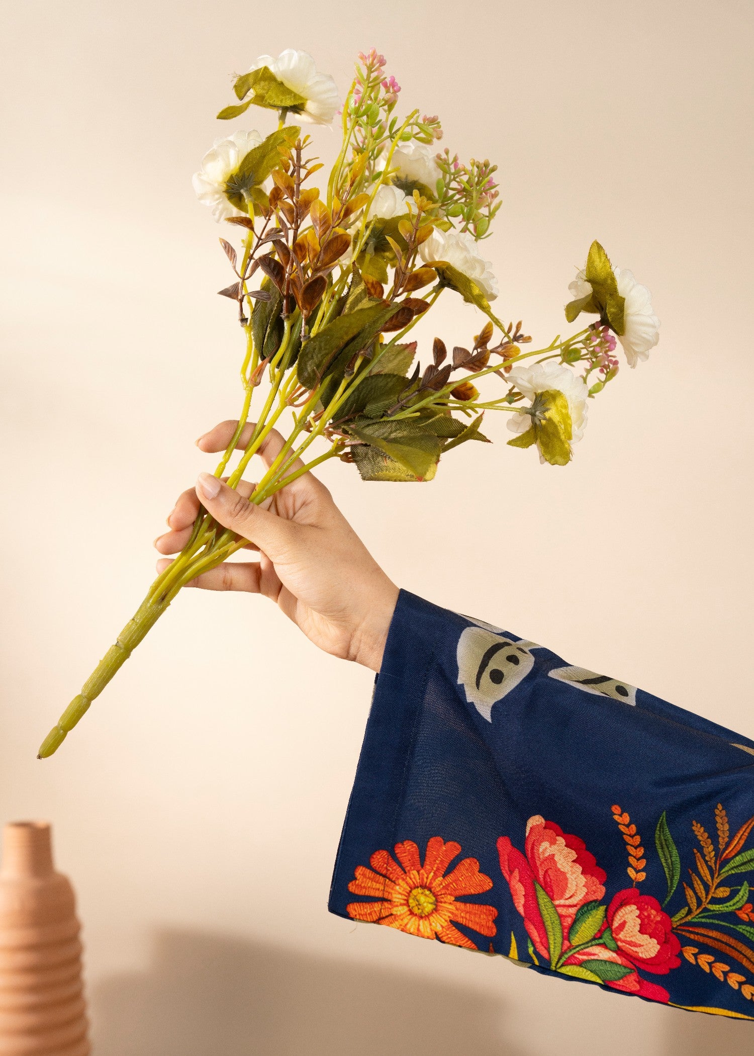 poly lawn Kurta Set in Prussian blue