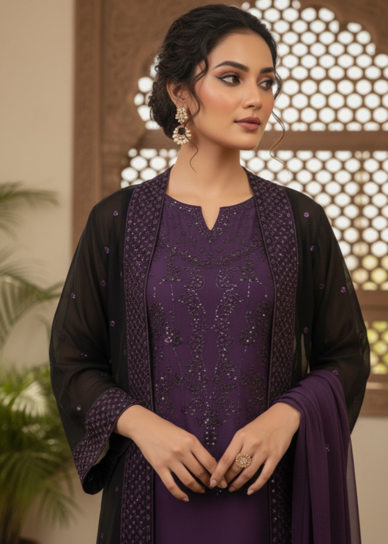 viscose Gown in Plum