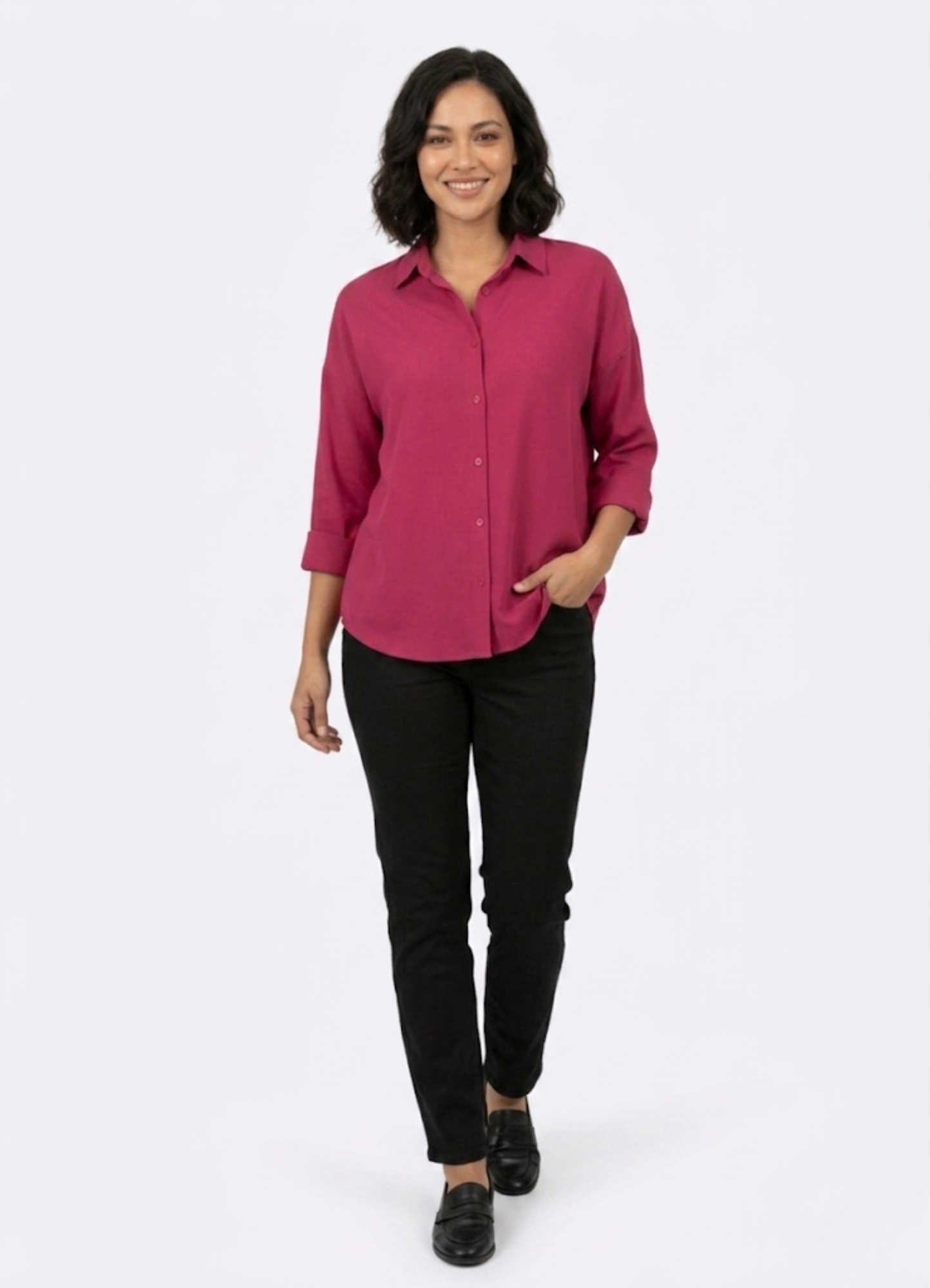 cotton silk Top in Cherry red