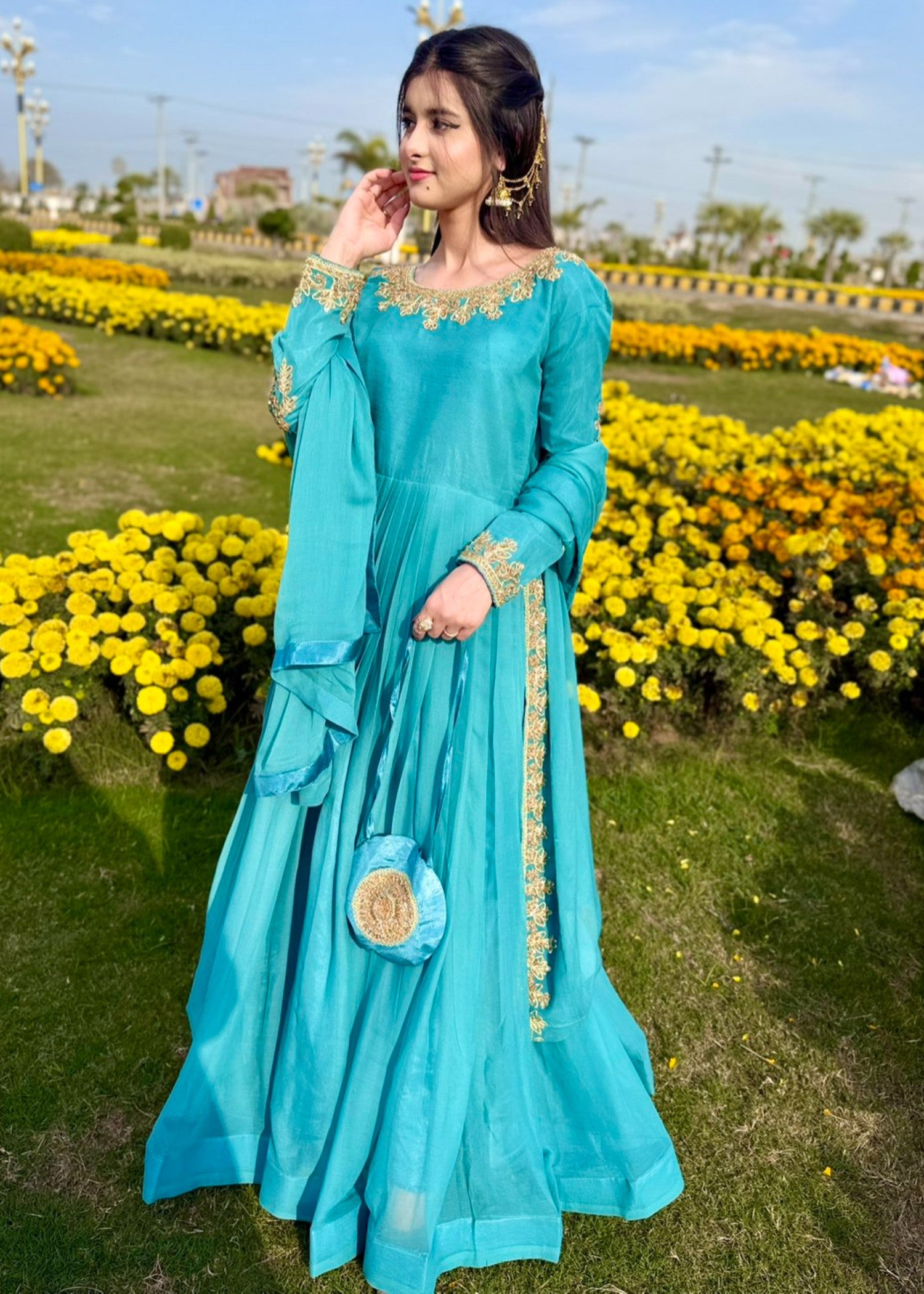 chiffon Maxi in Dark cyan