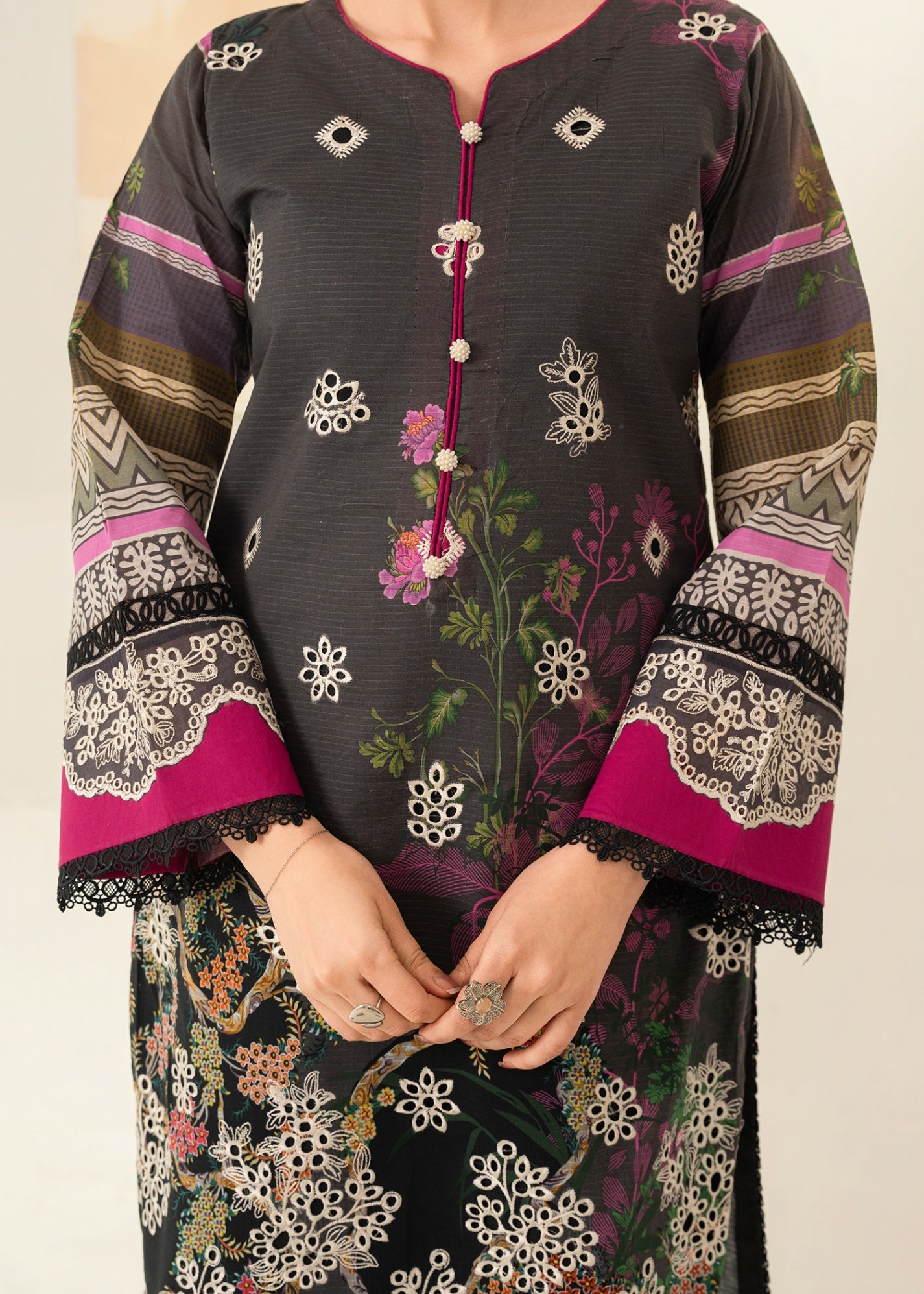 lawn Kurta Set in Graphite