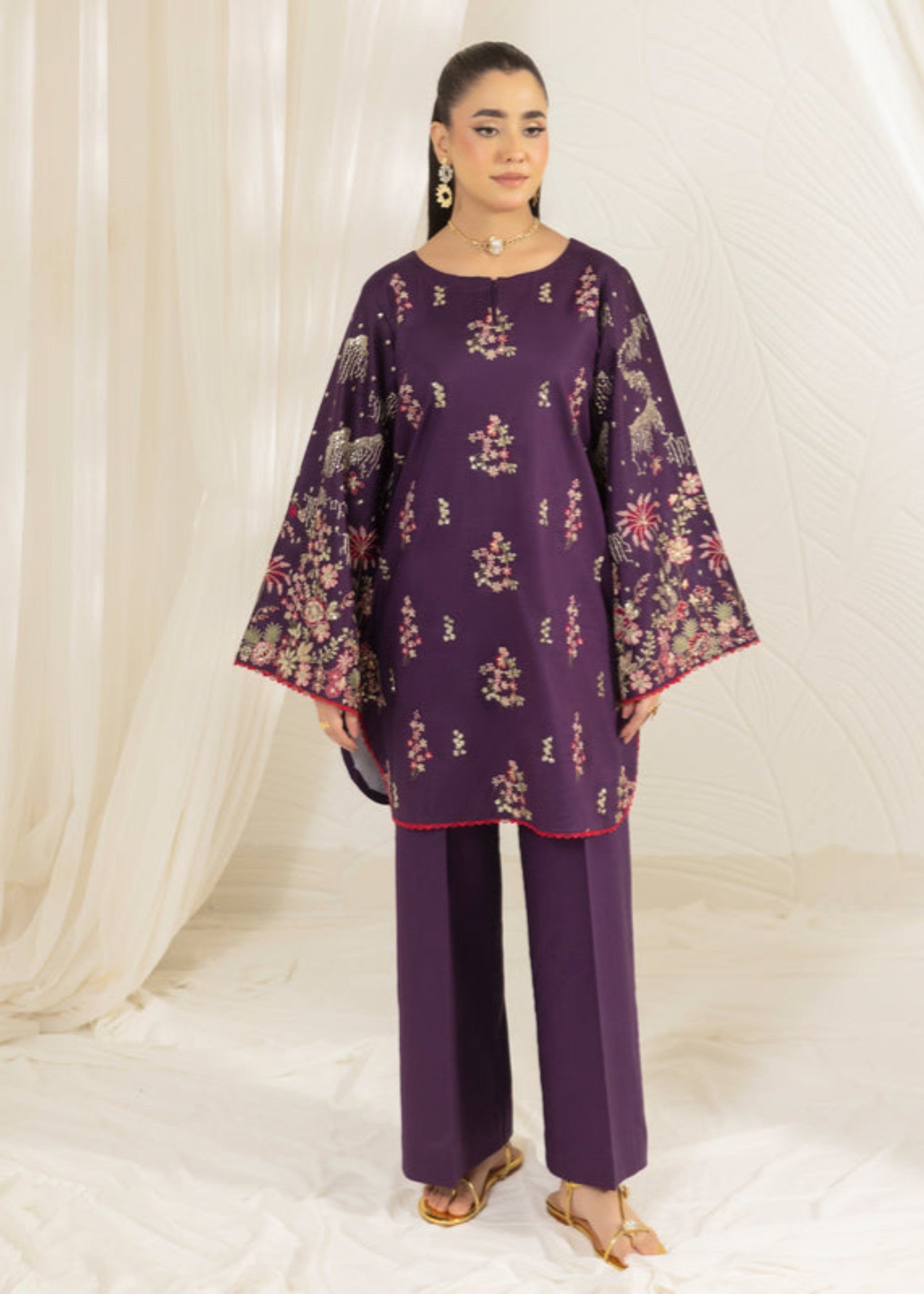 cotton dobby Kurta Set in Purple