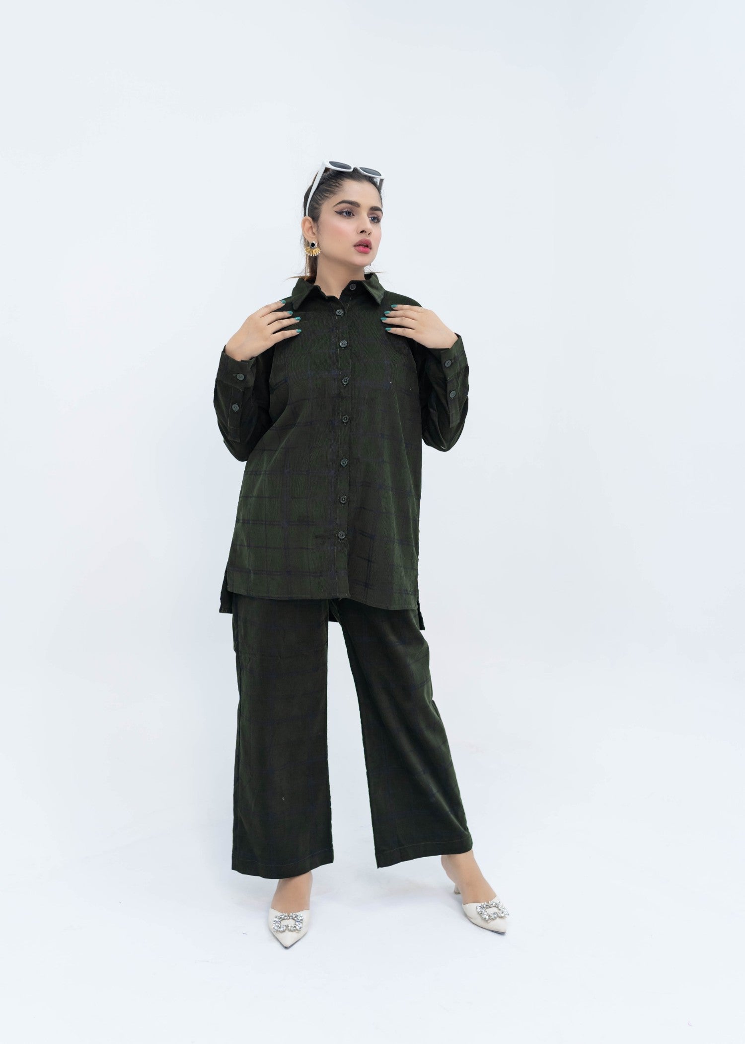 corduroy Co Ord Sets in Bottle green
