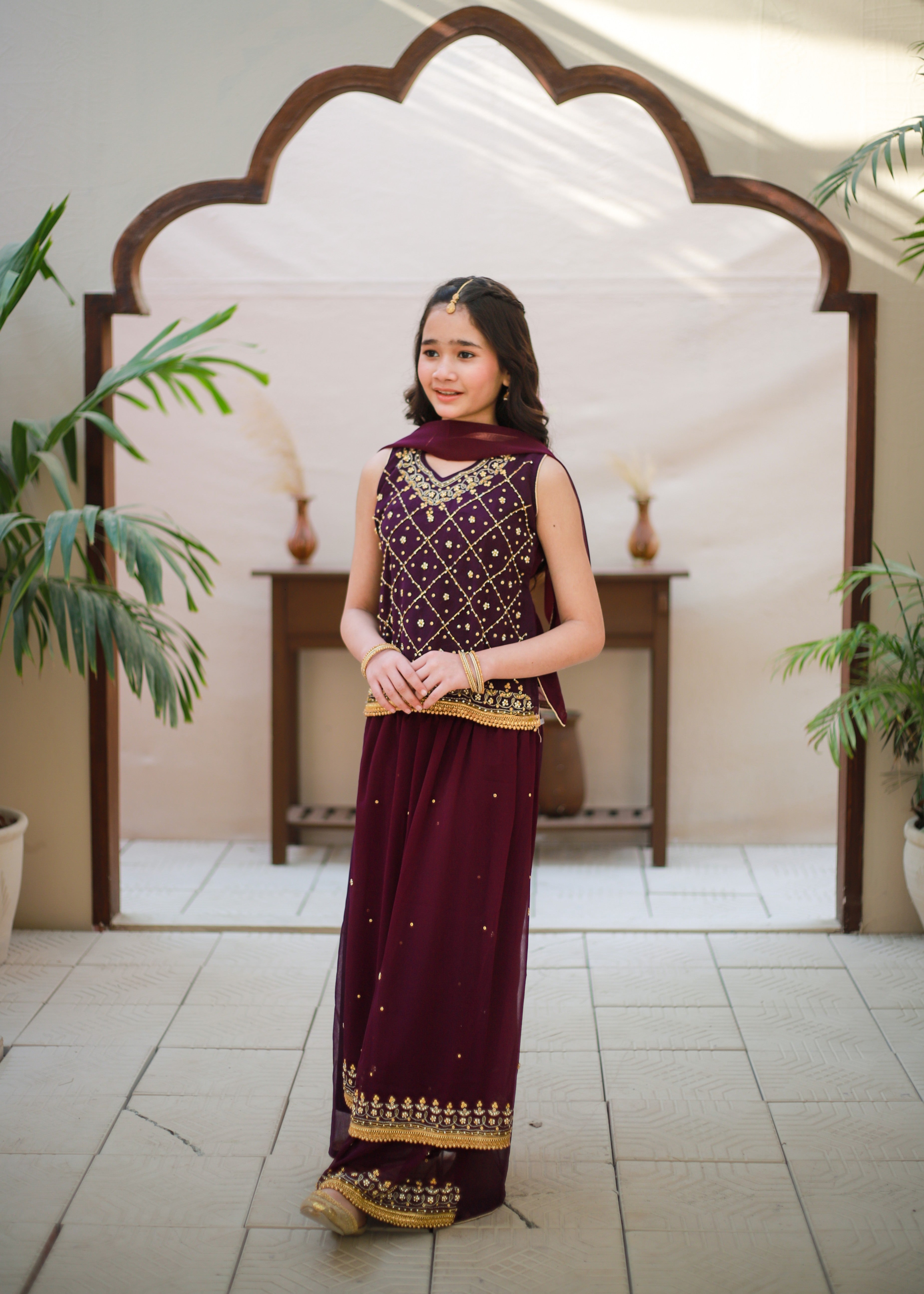 chiffon Lehenga in Purple