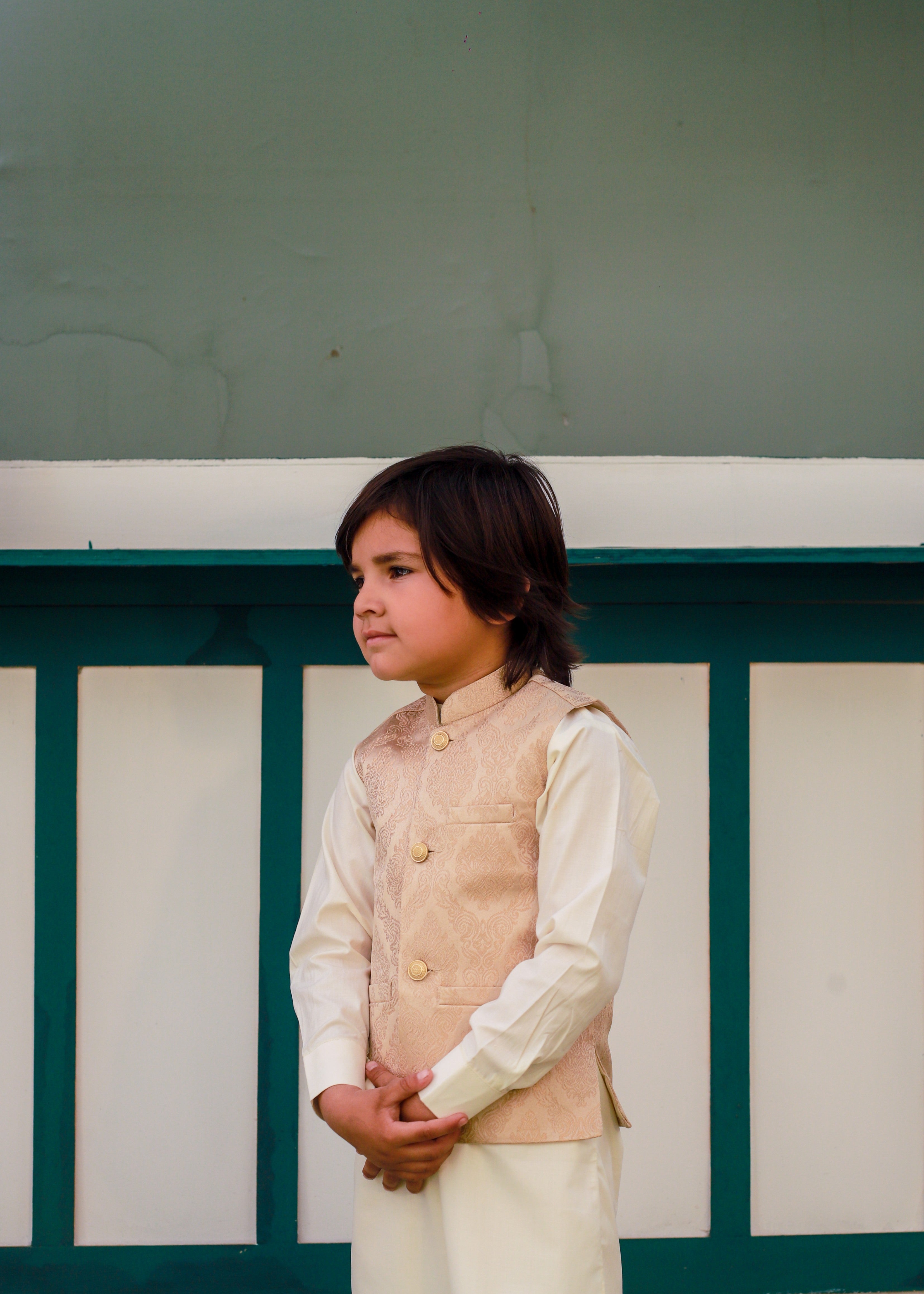 jamawar Waistcoat in Melon pink