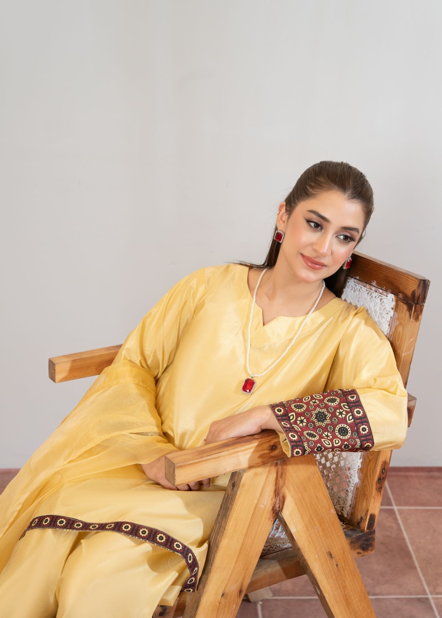 poly silk Kurta Set in Mari gold