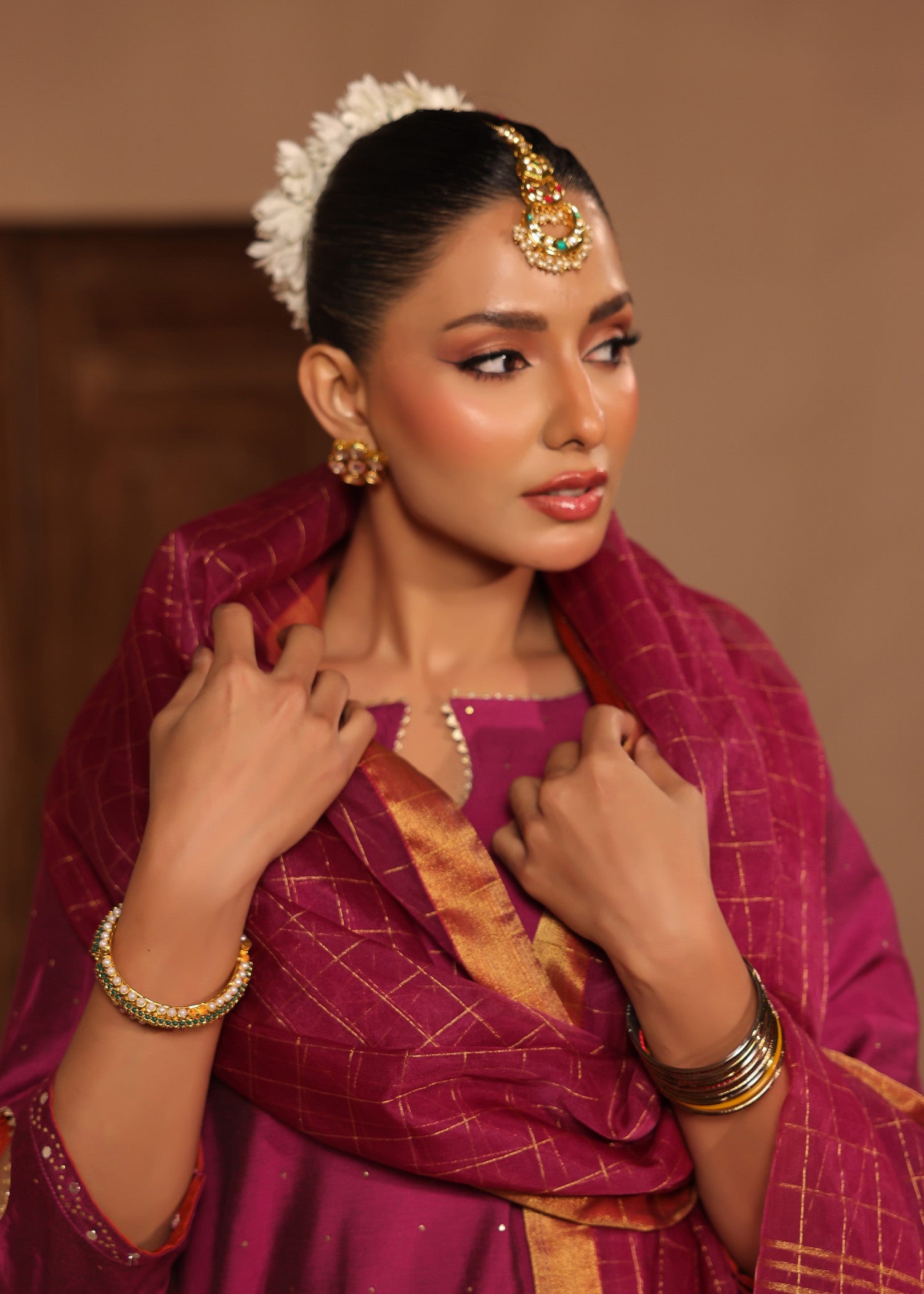 cotton silk Kurta Set in Magenta