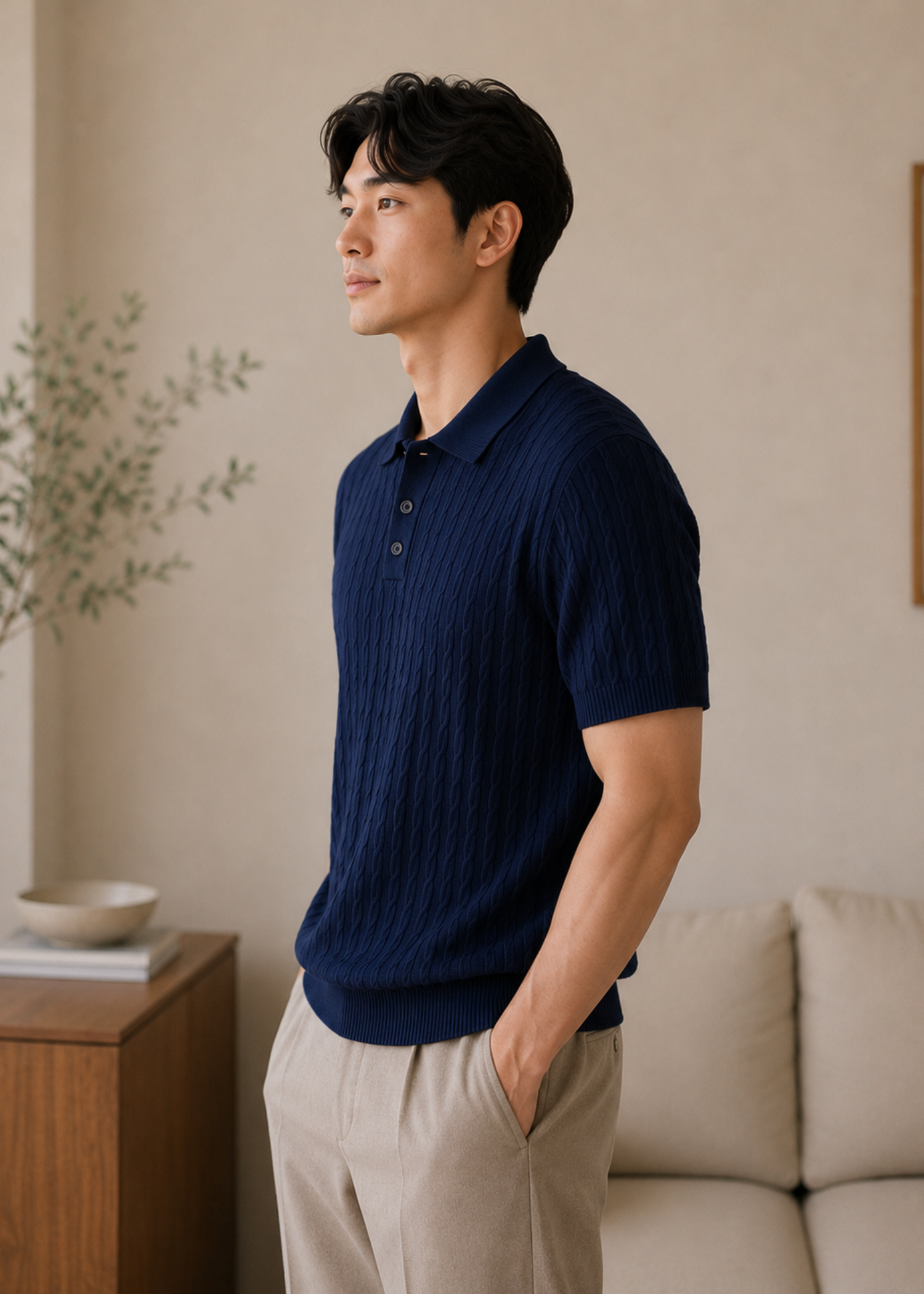 cotton jersey Polo Shirt in Navy blue