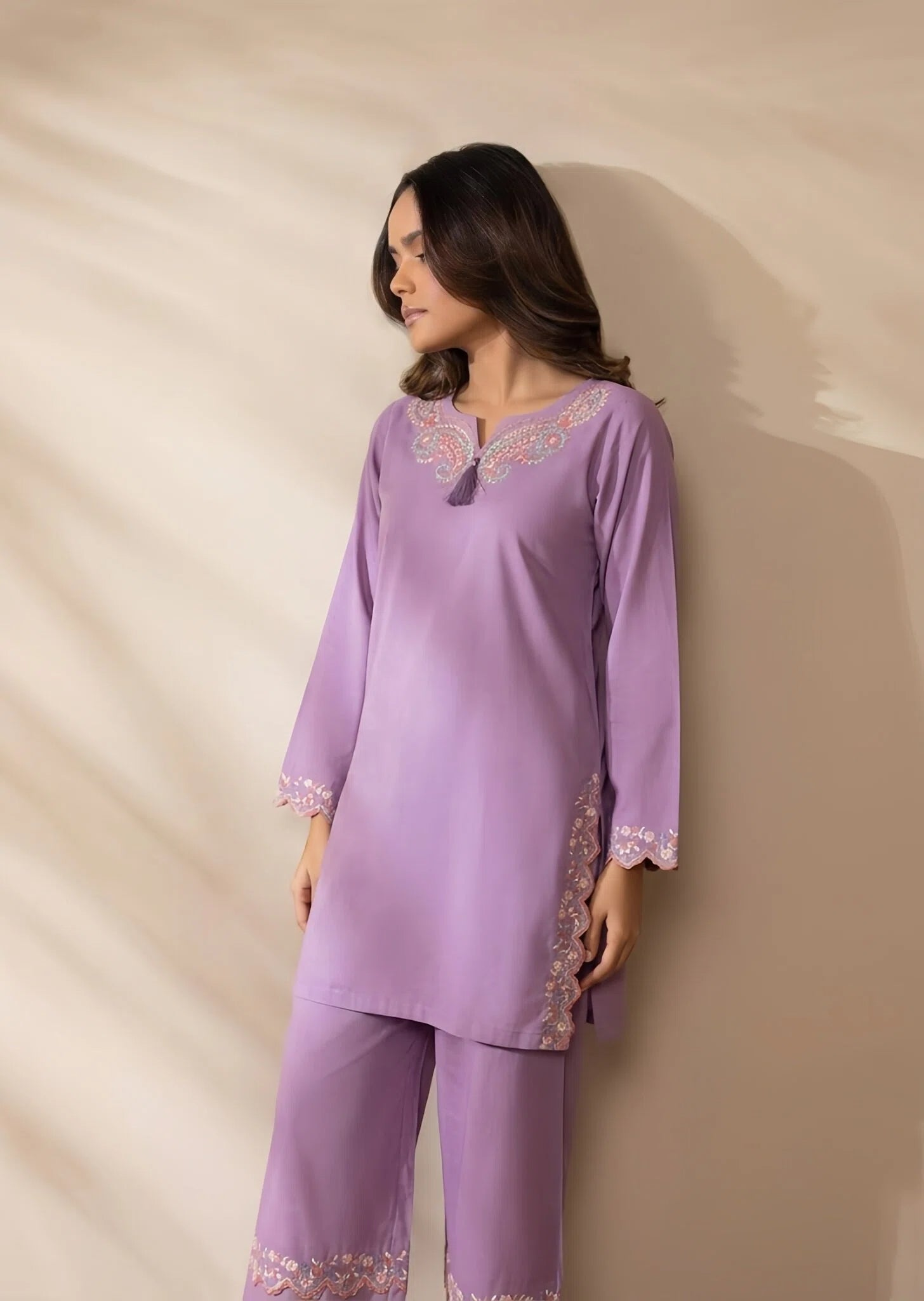 linen Kurta Set in Heliotrope
