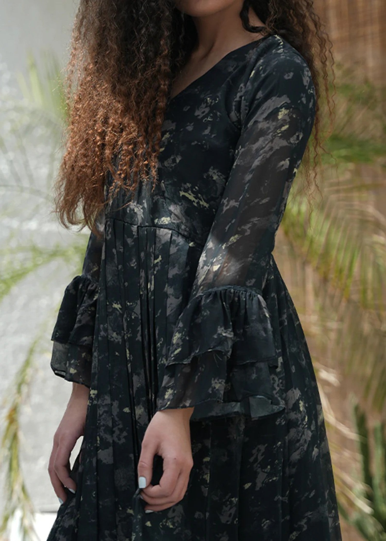 georgette chiffon Frock in Black