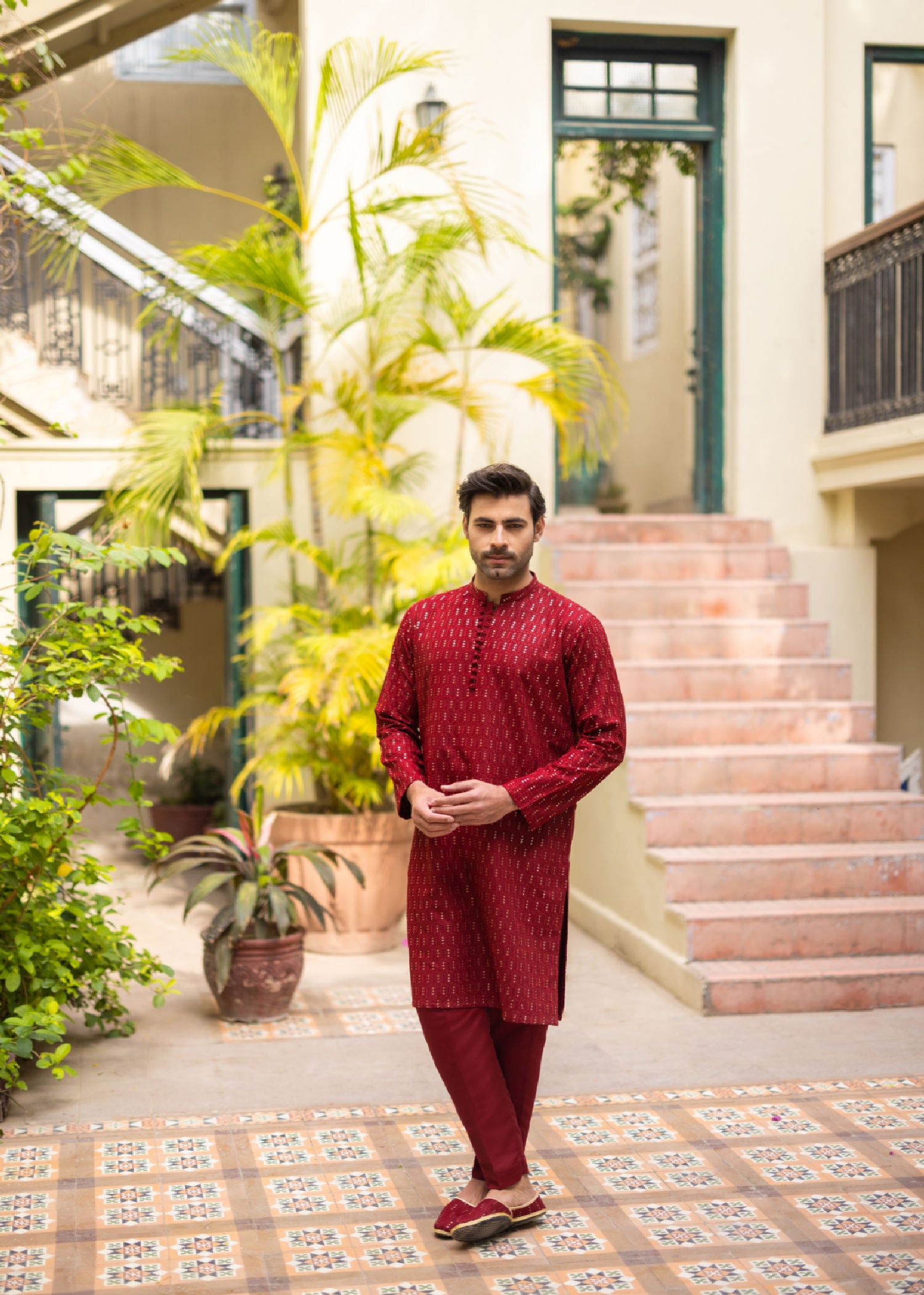 masuri Kurta Set in Red