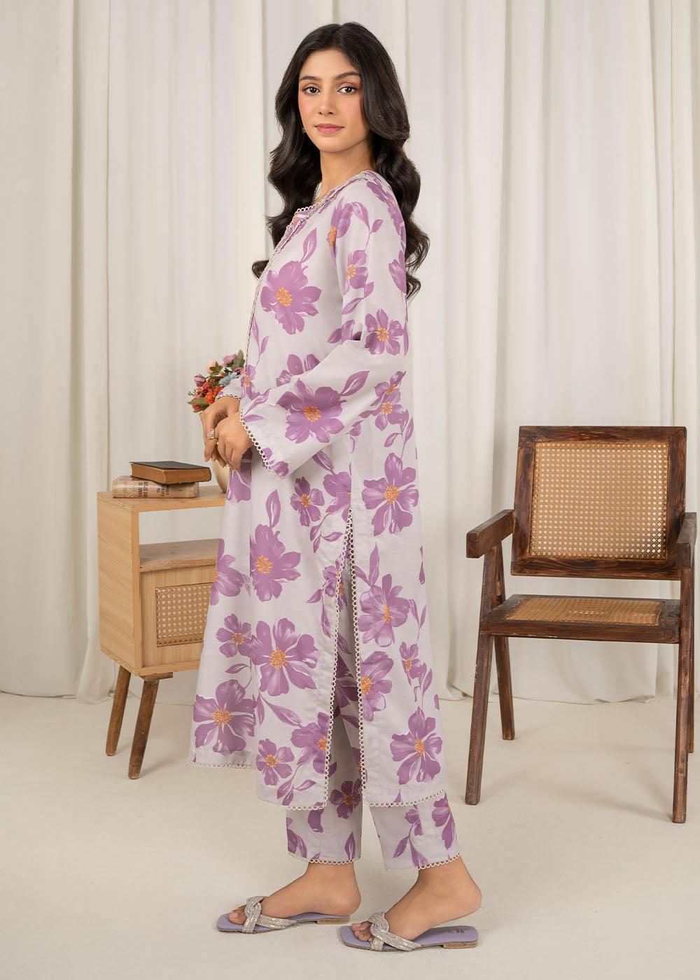 swiss lawn Co Ord Sets in Purple mountain majesty