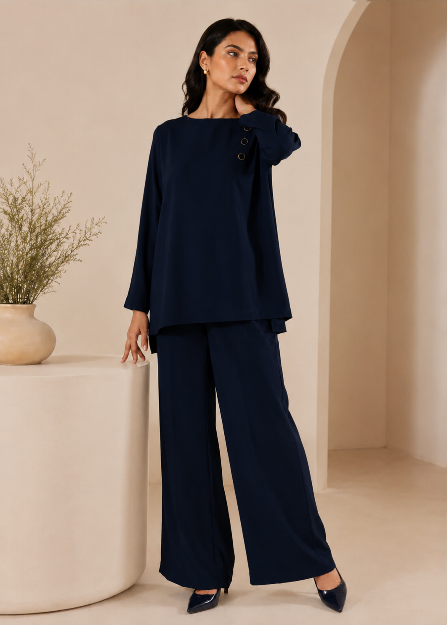 georgette Co Ord Sets in Midnight blue