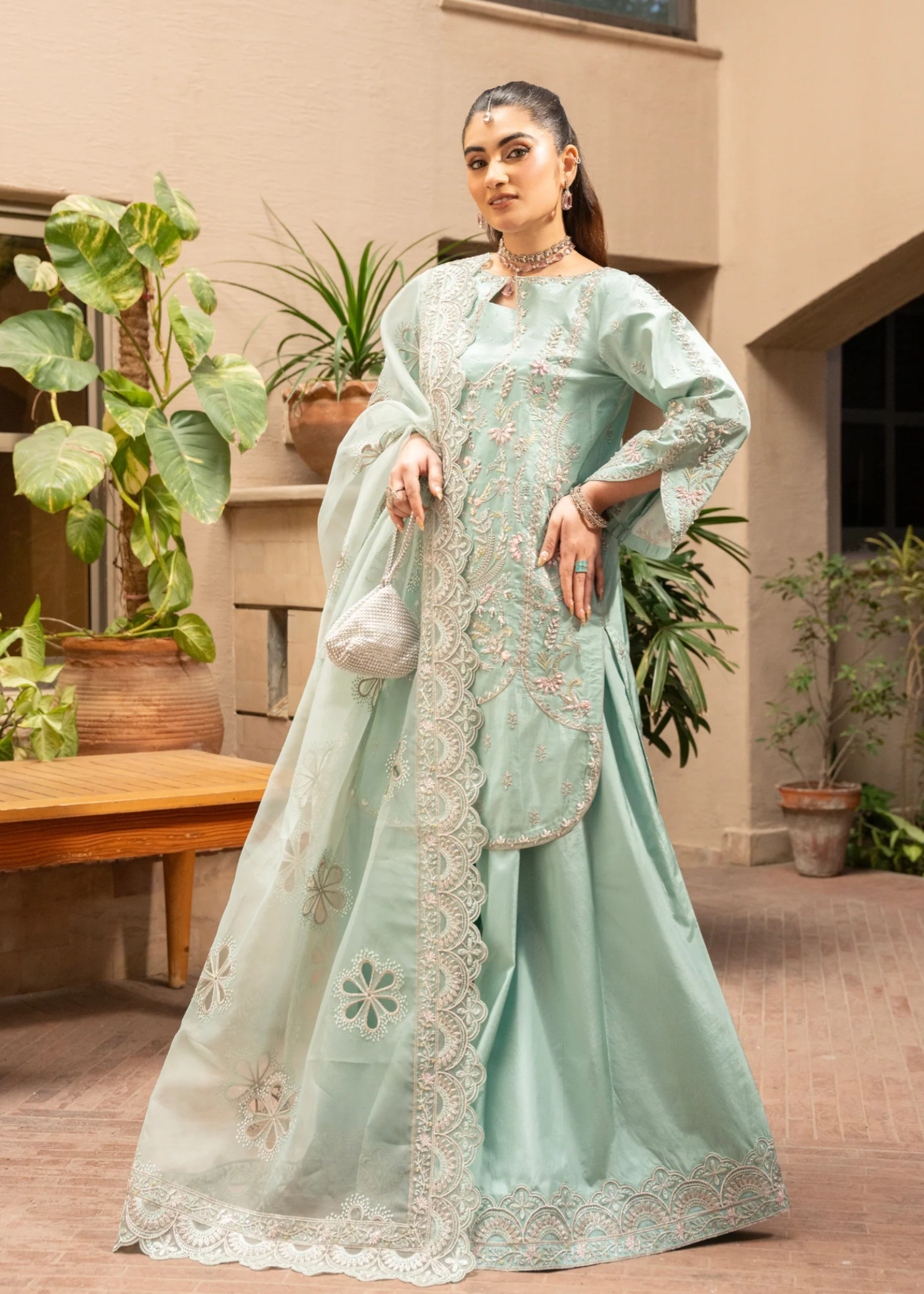 silk Unstitched in Mint green