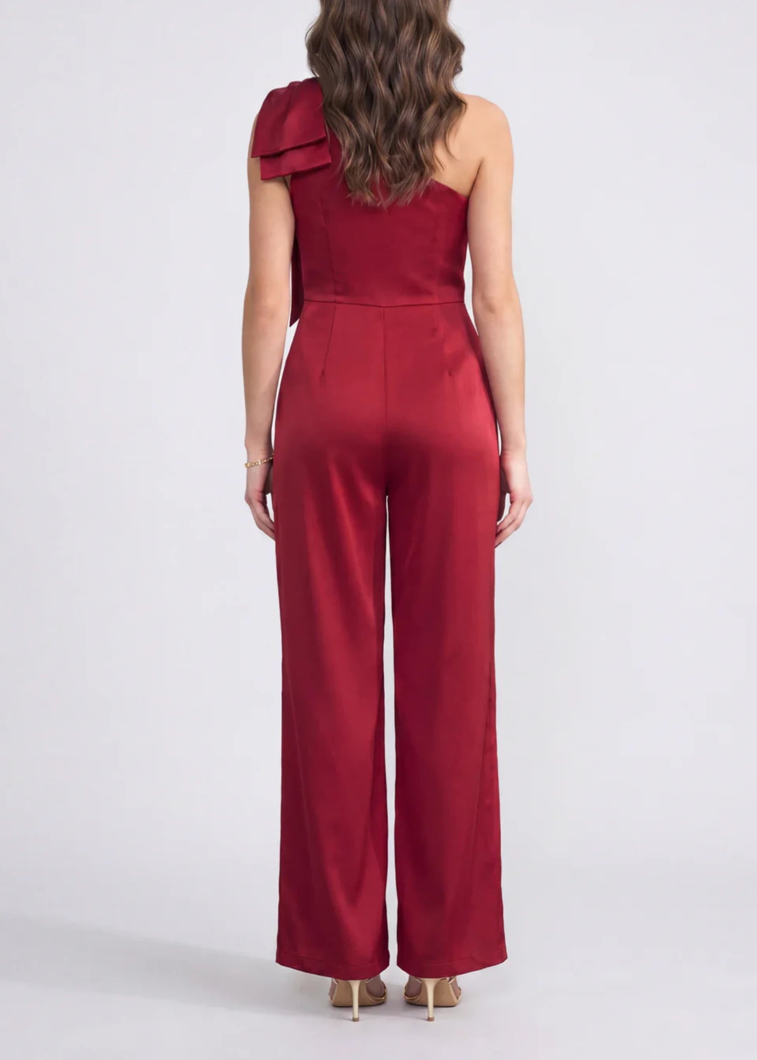 polyester Jumpsuit in Maroon