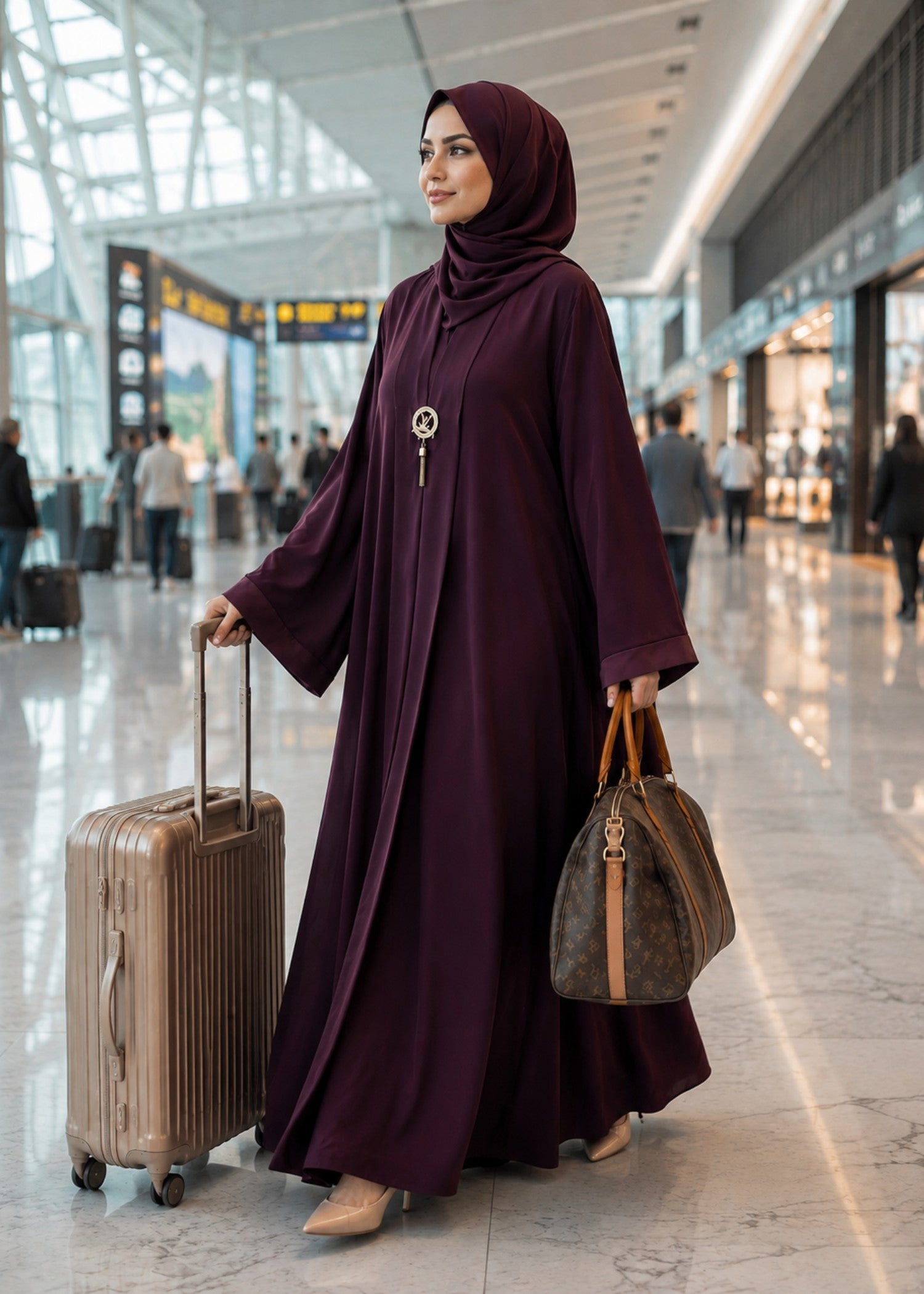 nidha Abaya in Burgundy