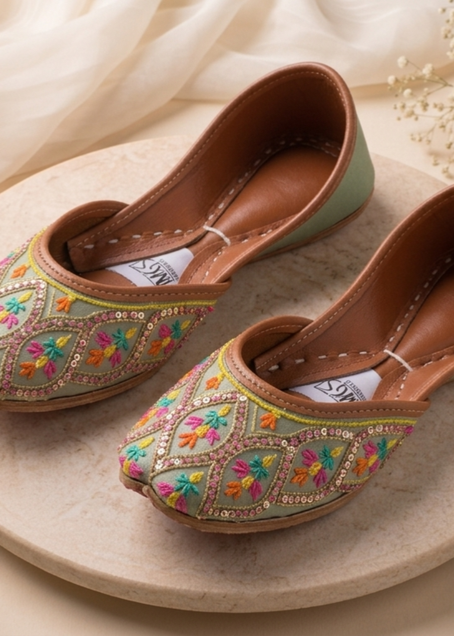 Khussa in Moss green by - High Quality Women Khussa VLB2620