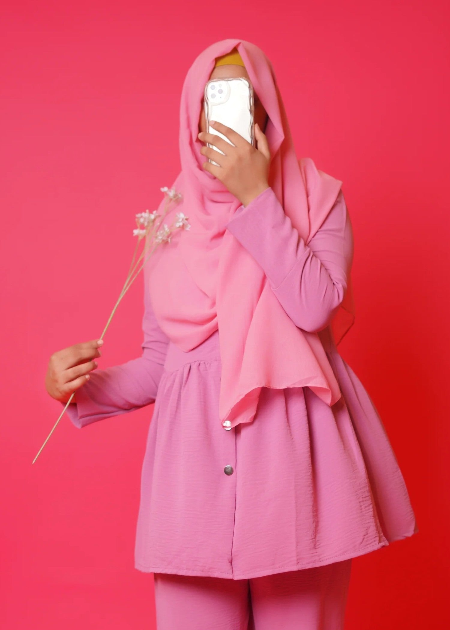 crepe Short Frock in Pink