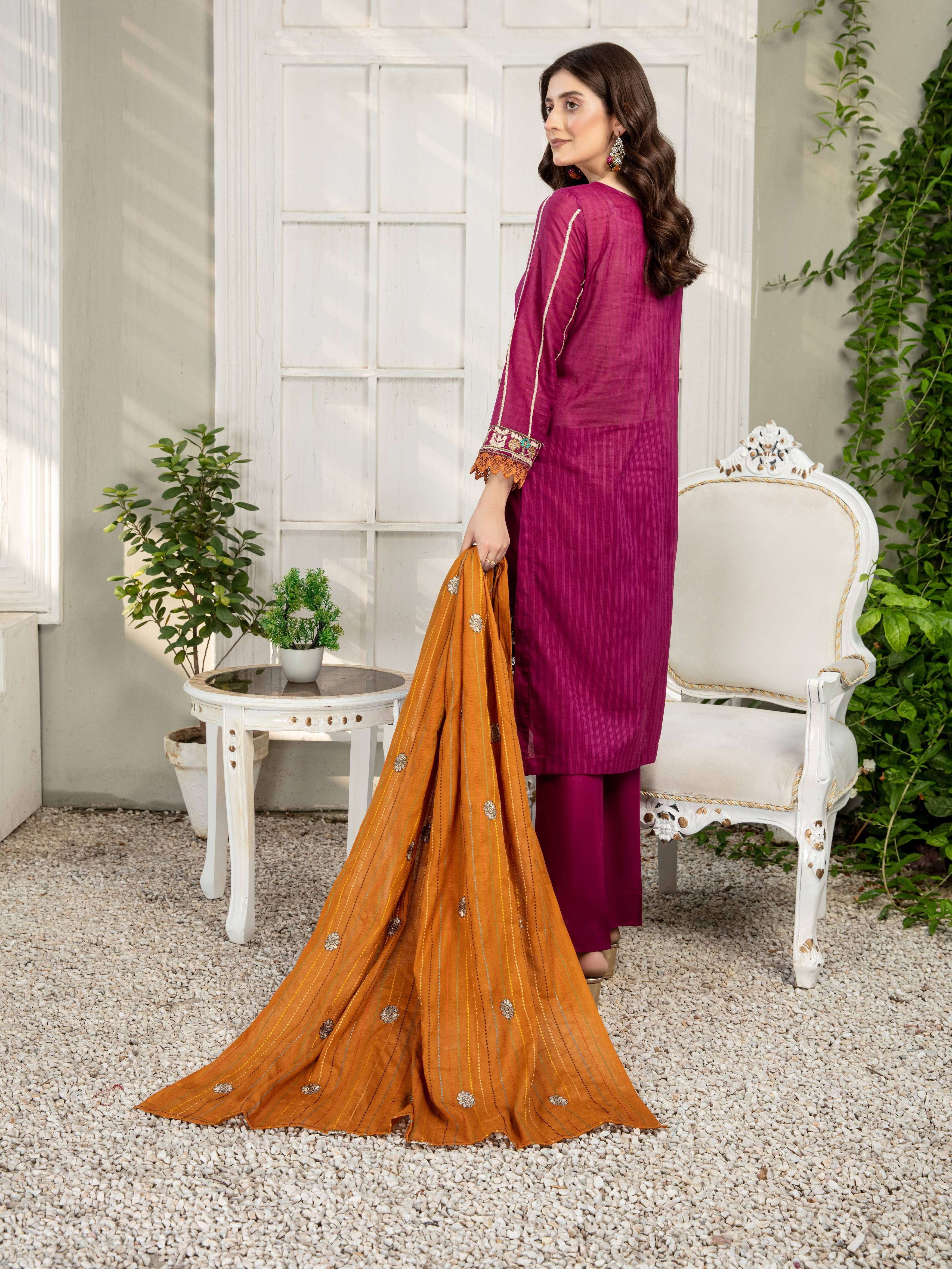 slub lawn Unstitched in Mulberry