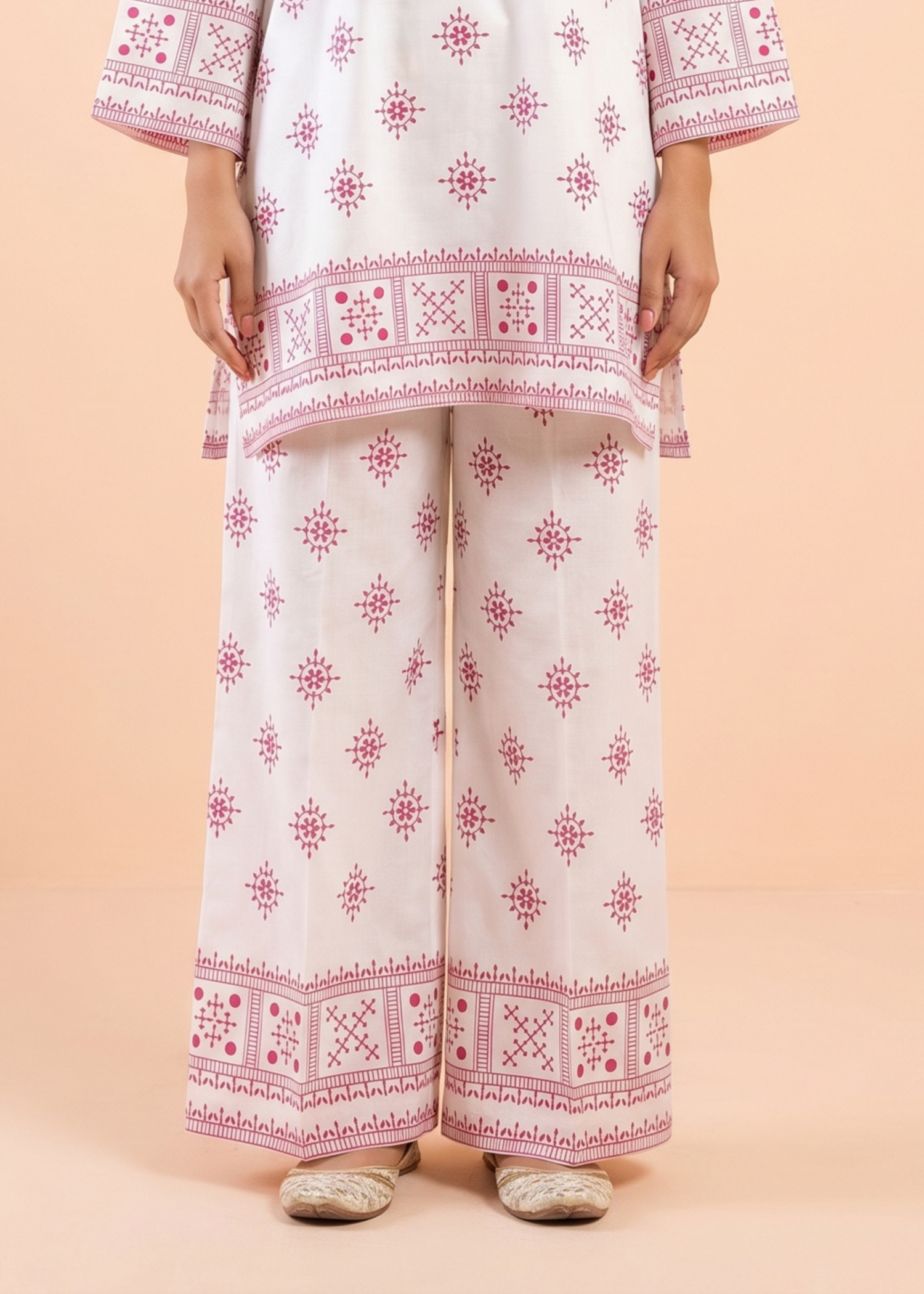 linen Co Ord Sets in White, pink