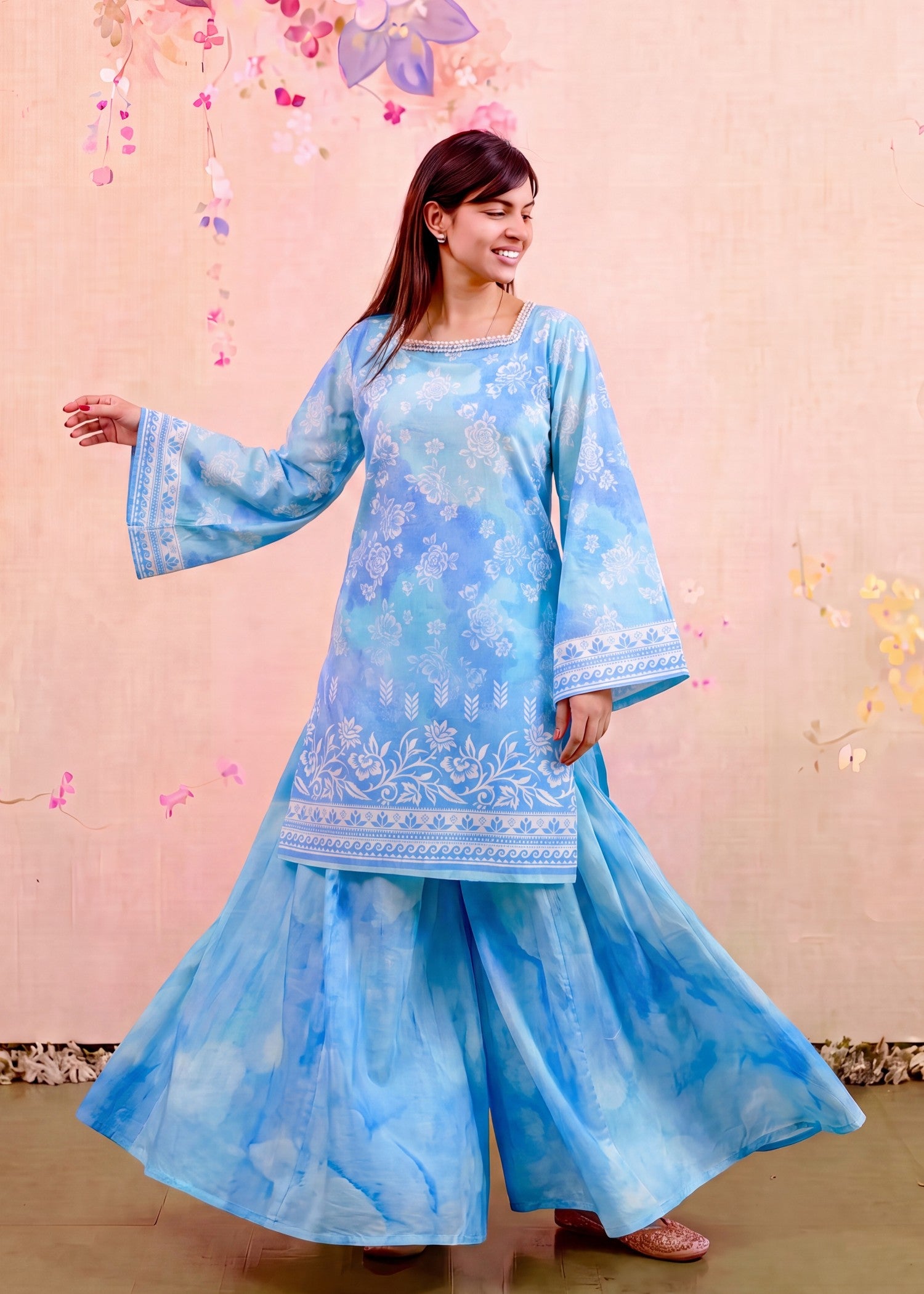 lawn Sharara in Blue lagoon