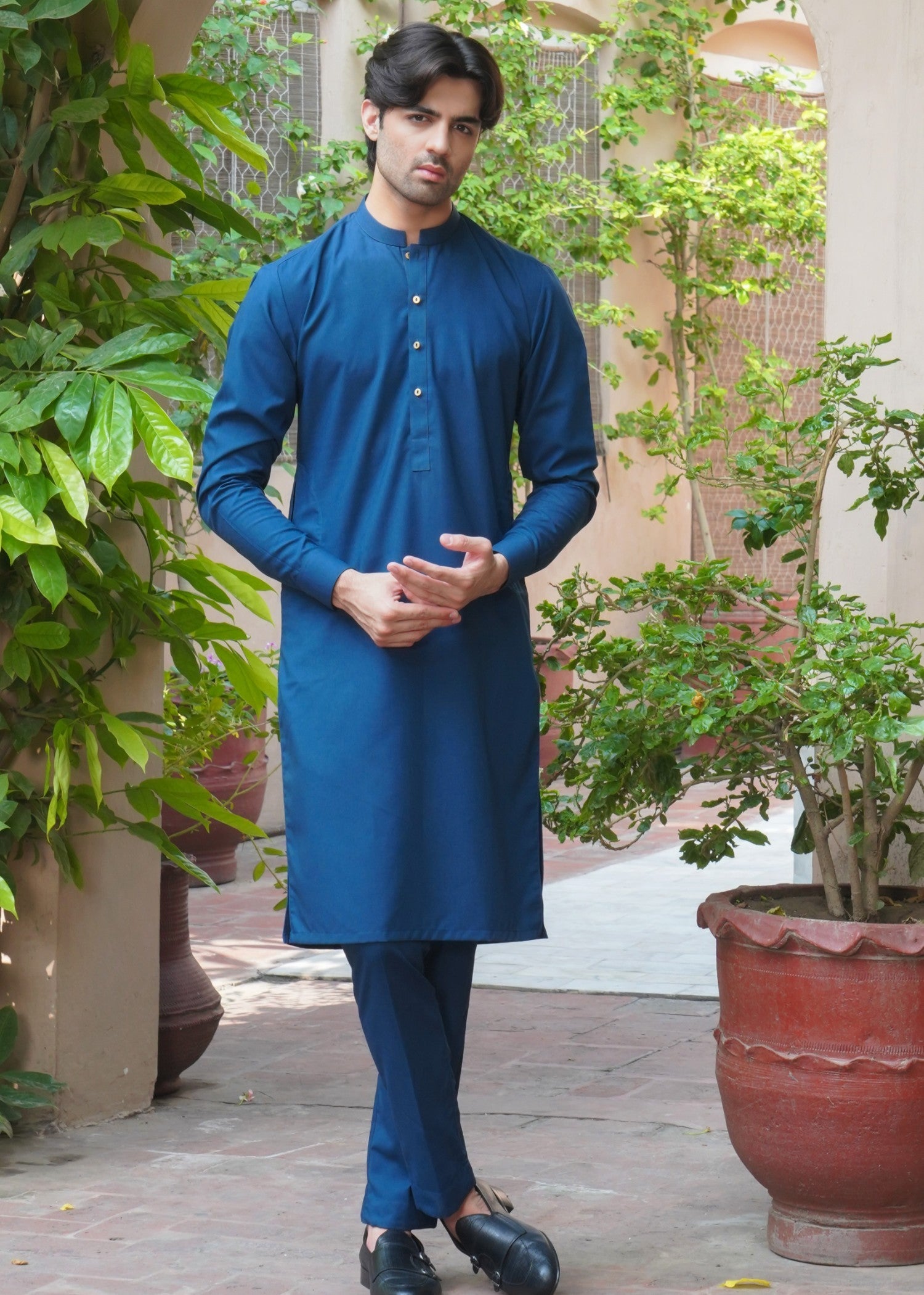 wool Kurta Set in Blue