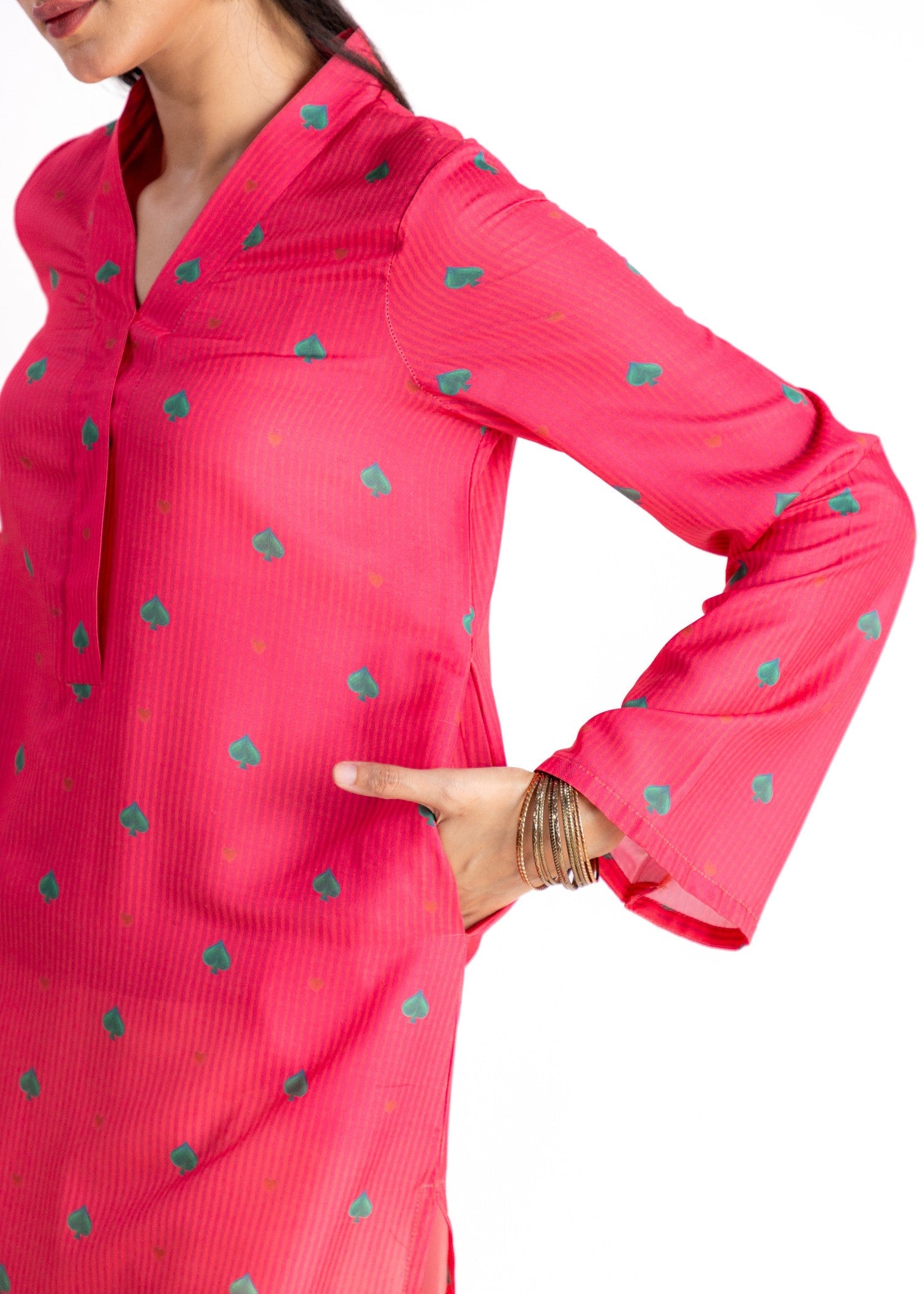 swiss lawn Kurti in Hot pink