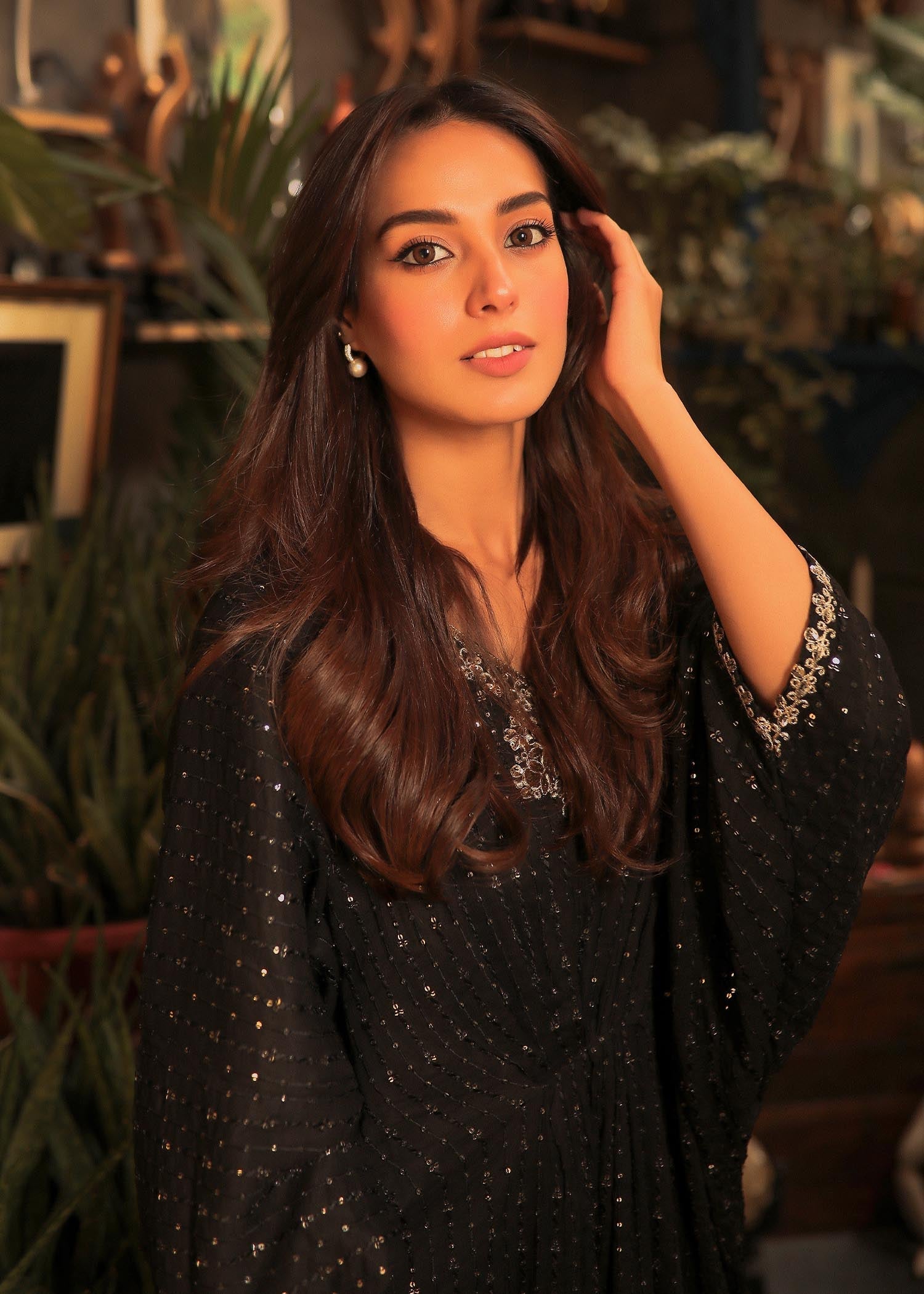 chiffon Kaftan in Black