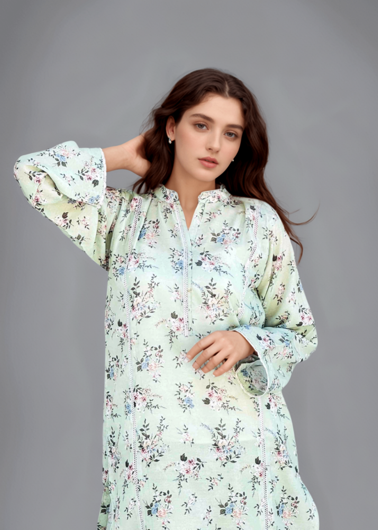 silk finish lawn Co Ord Sets in Mint green