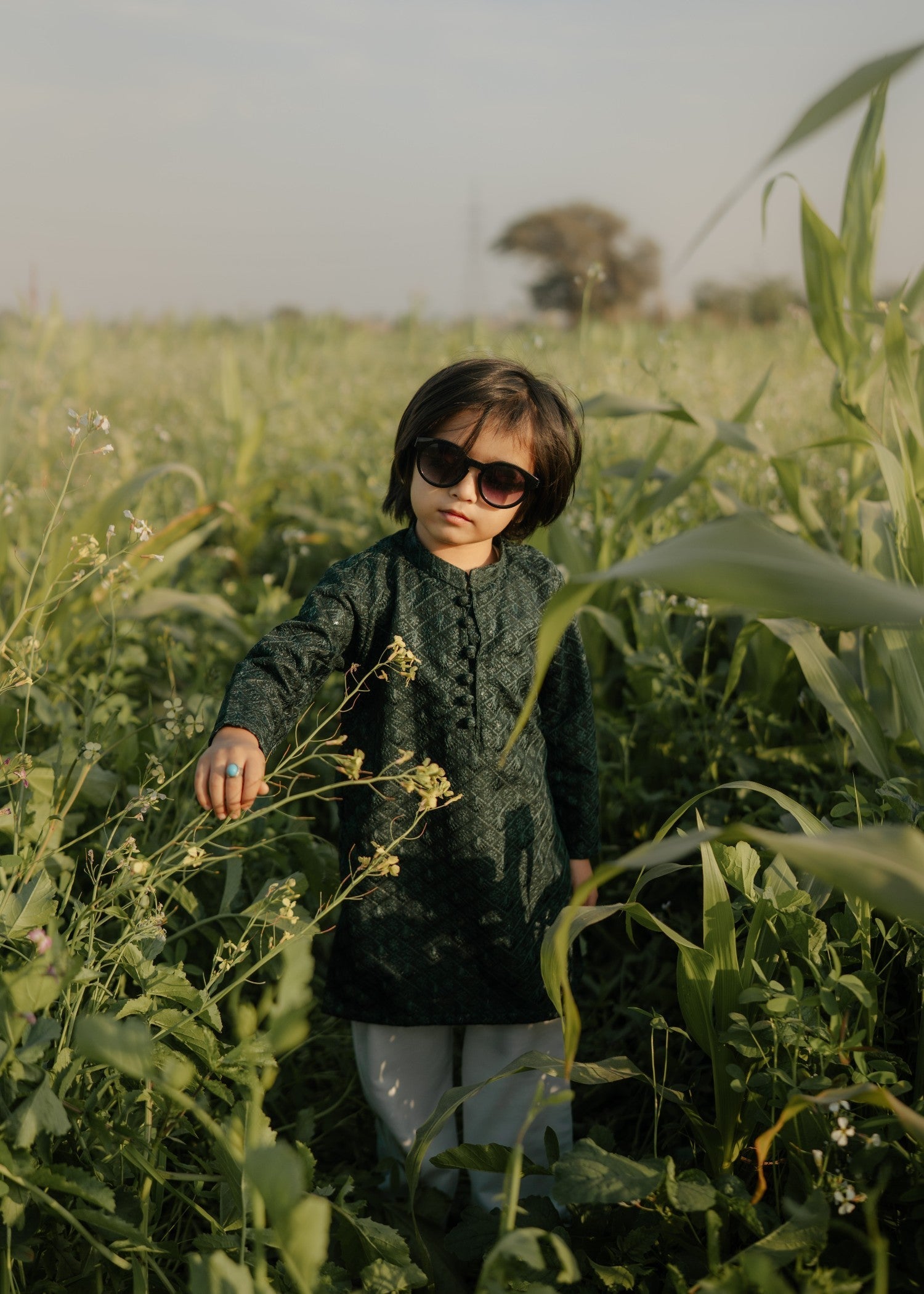 masuri Kurta in Bottle green