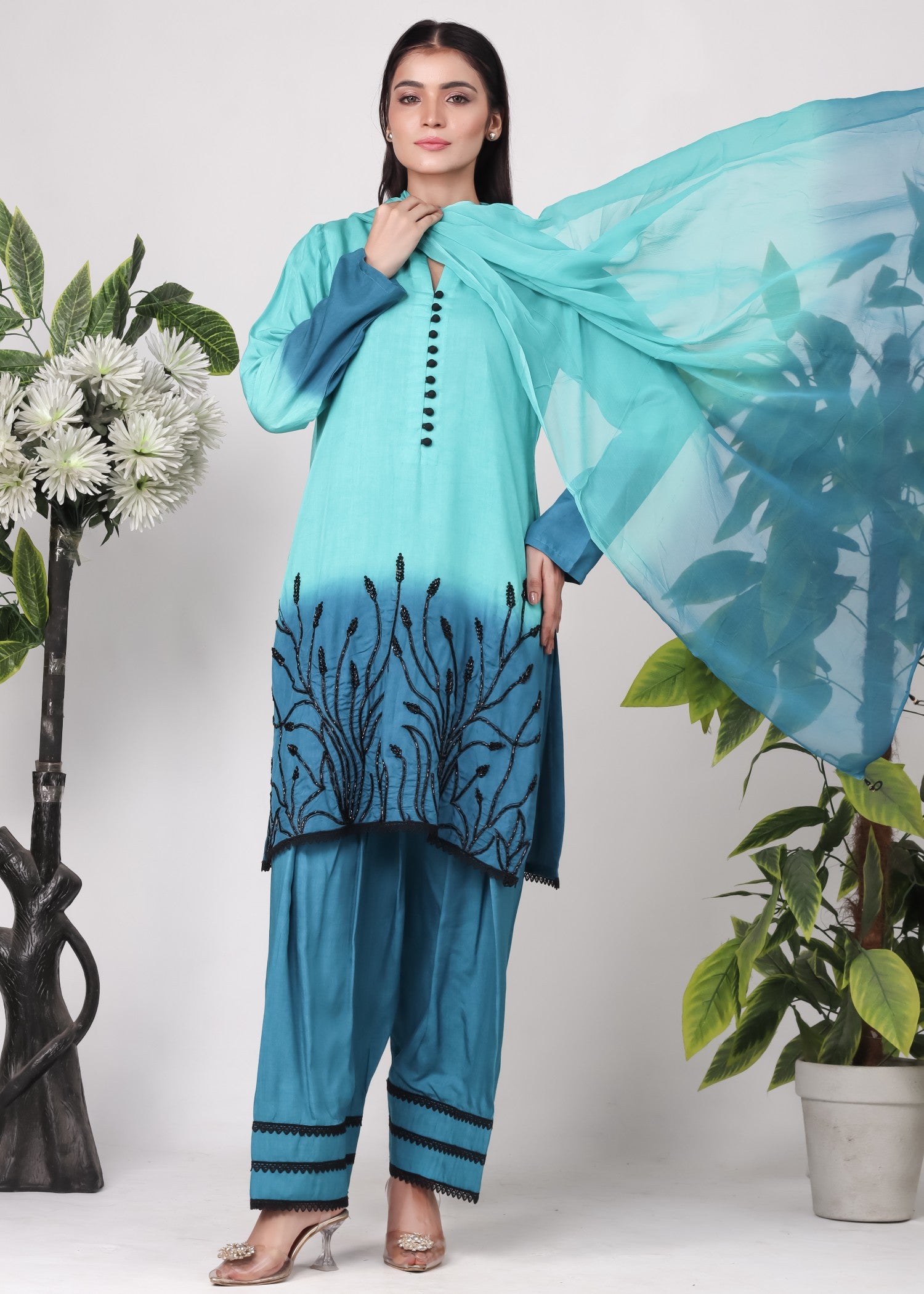 viscose Kurta Set in Turquoise