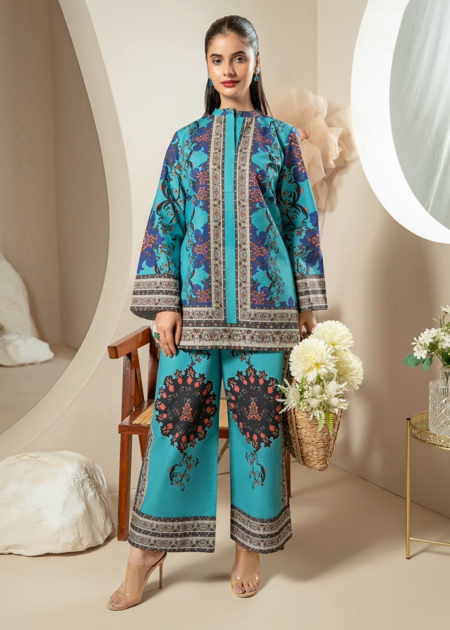 khaddar Co Ord Sets in Dark cyan