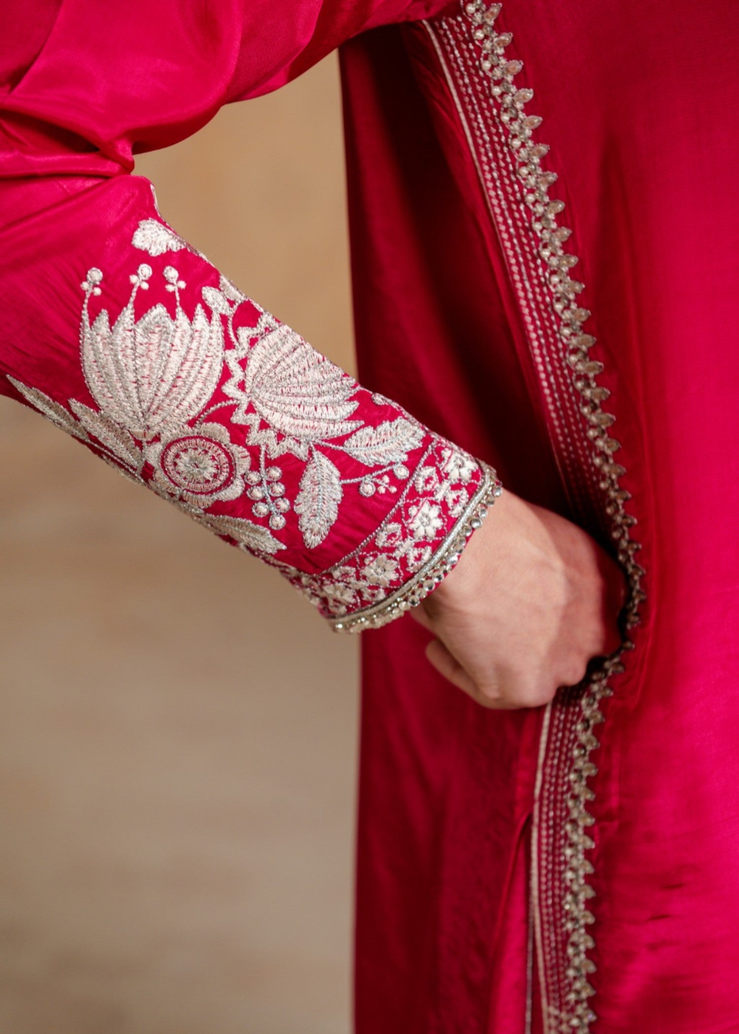 silk Sharara in Hot pink