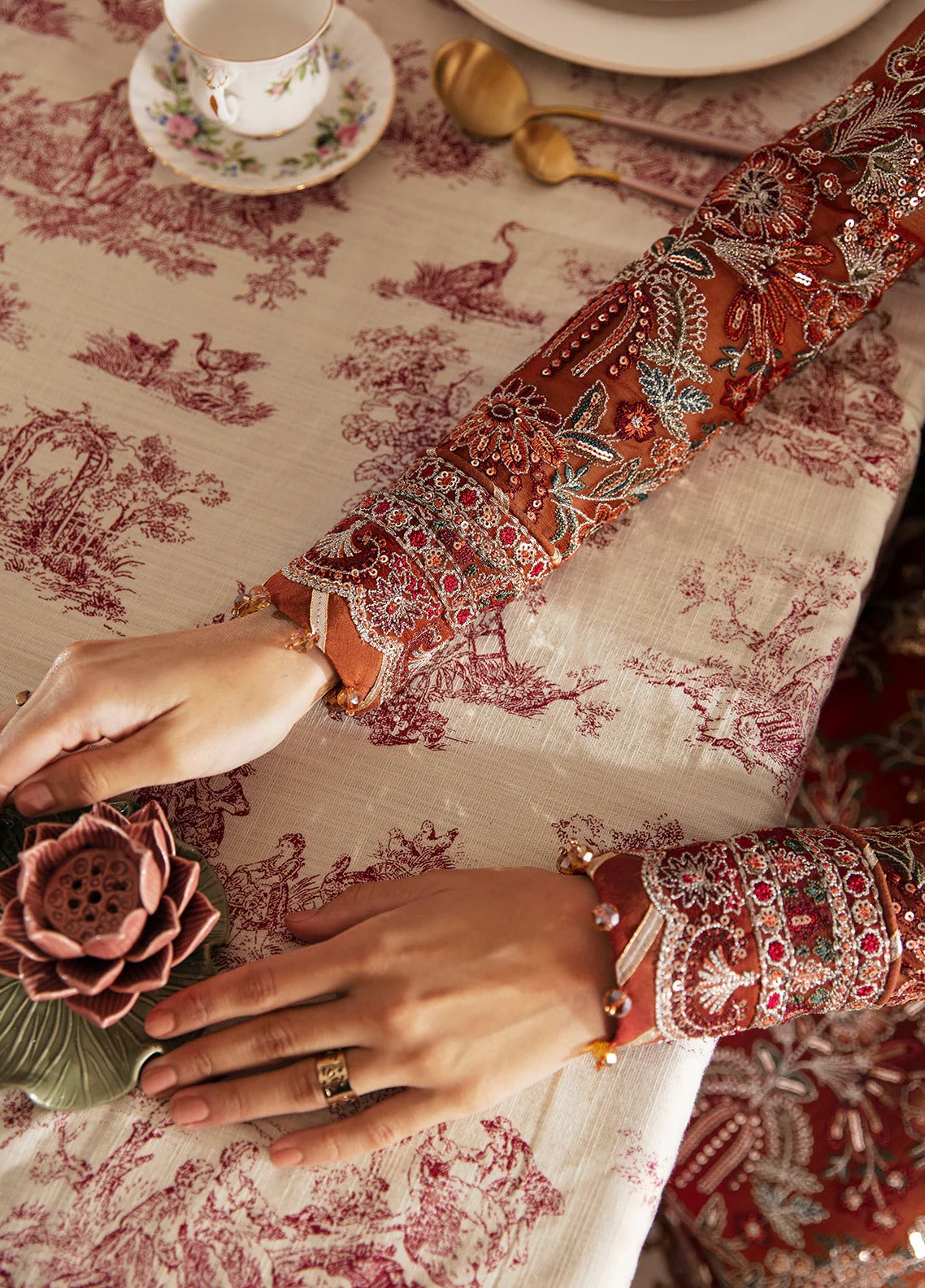 chiffon Kurta Set in Blood red