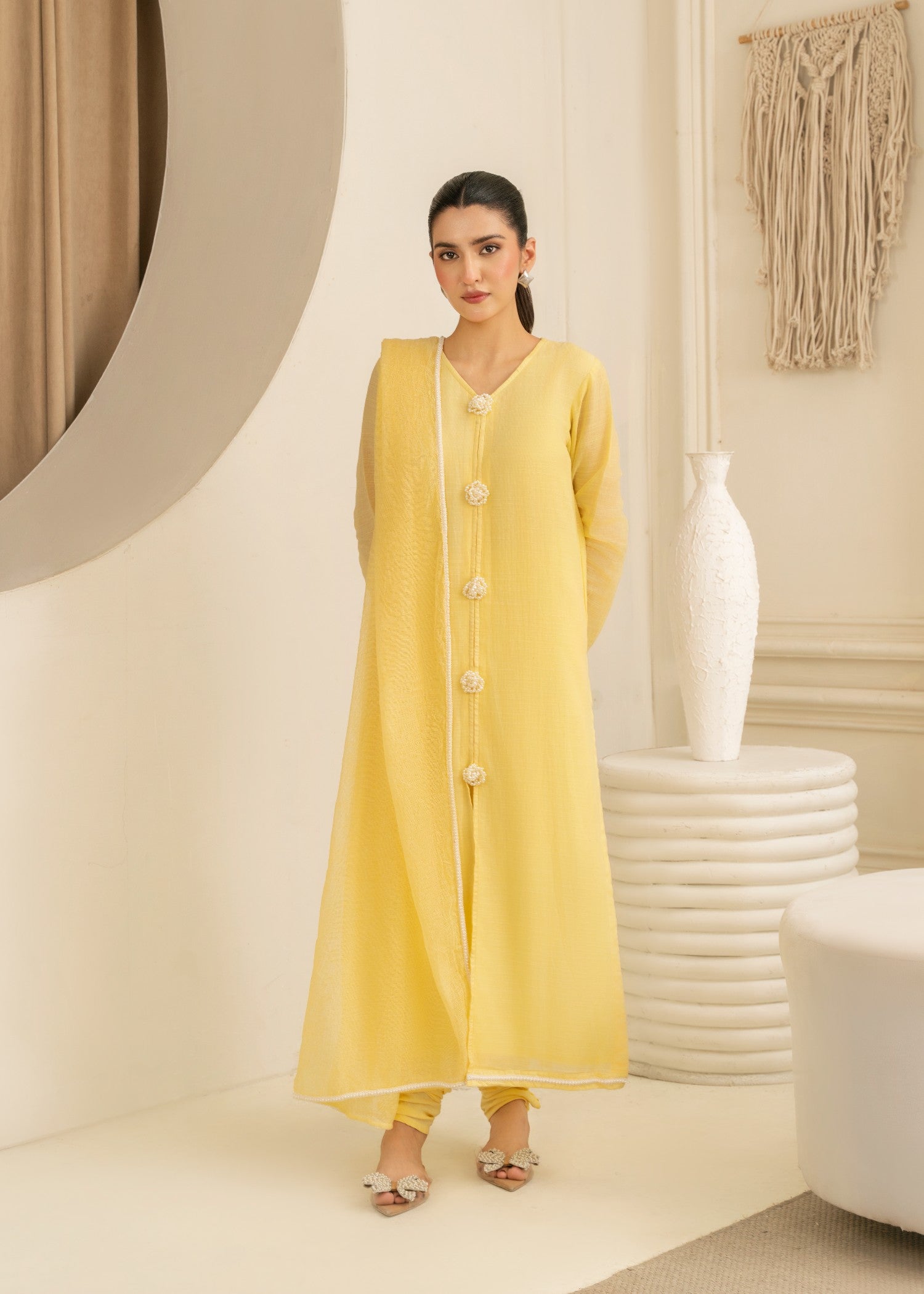 chiffon Kurta Set in Butter