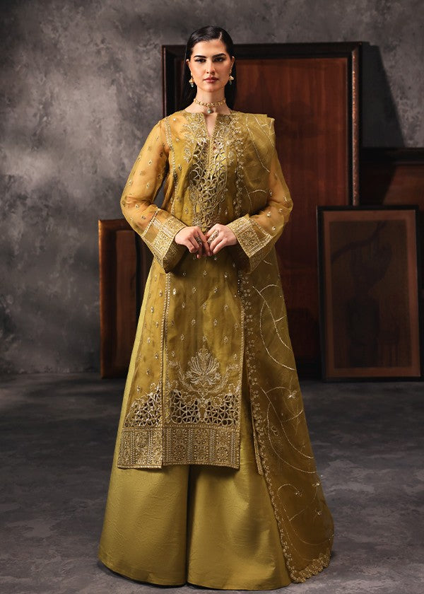 organza Unstitched in Olive green