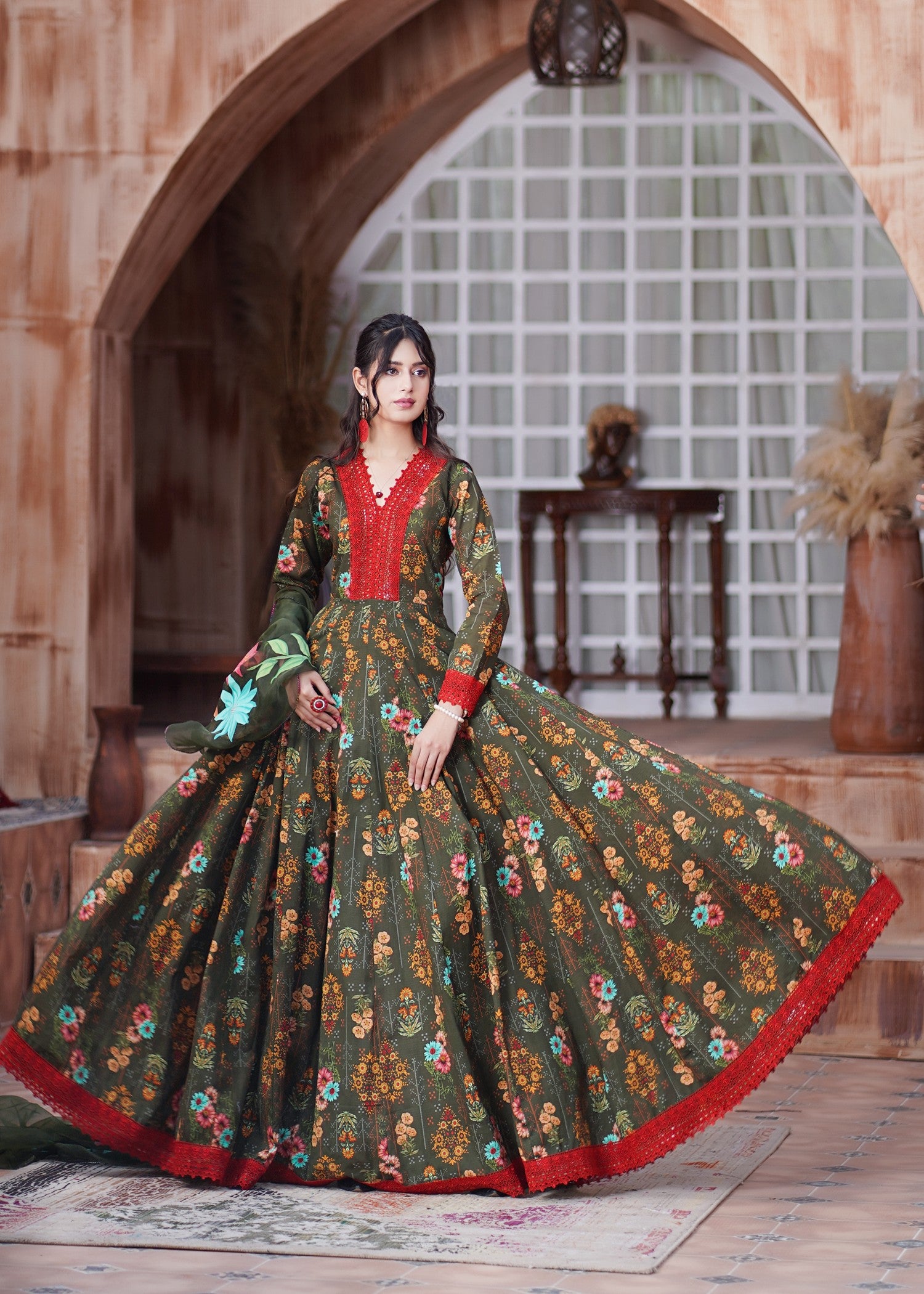 textured lawn Maxi in Avocado green