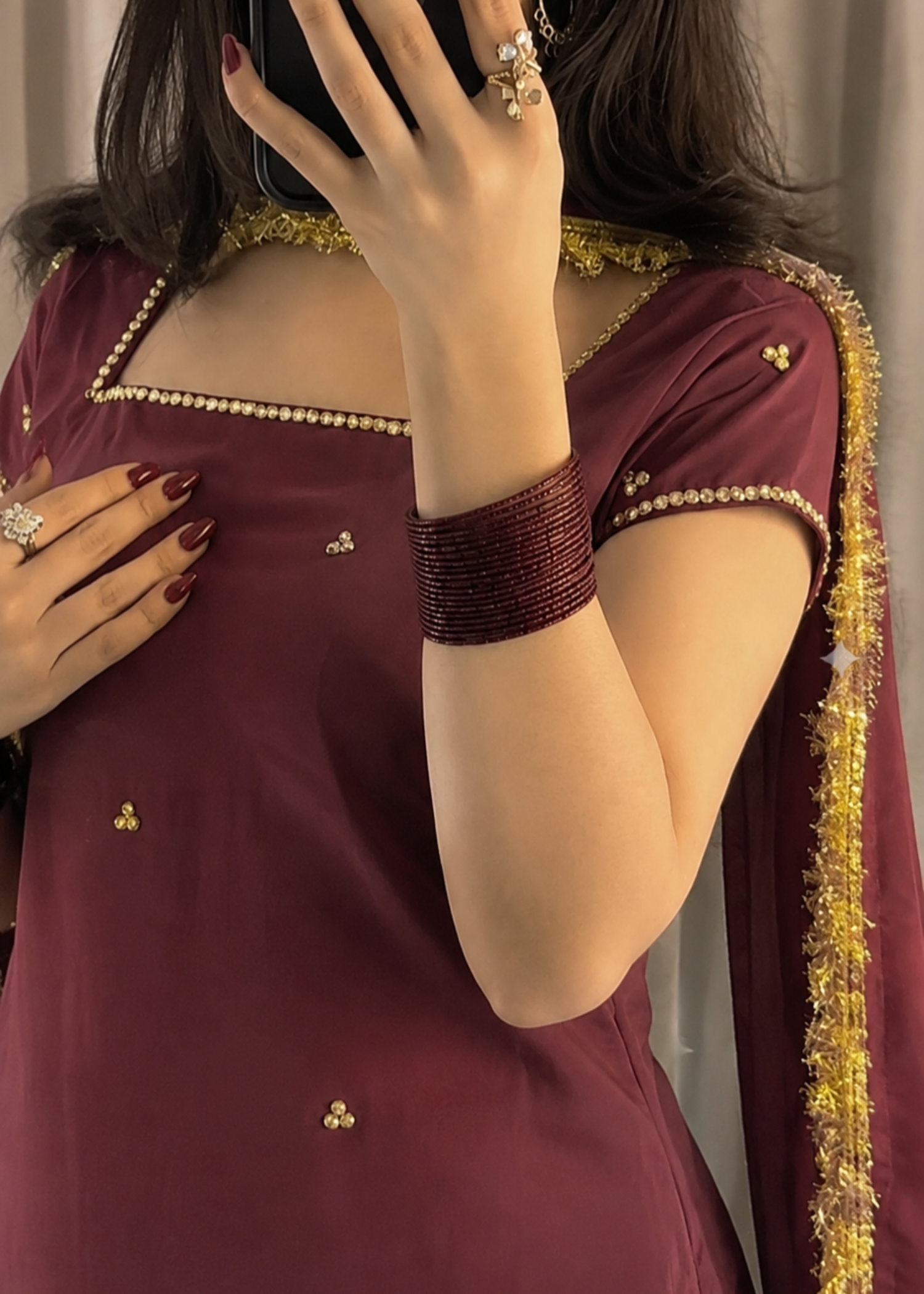 lawn Sharara in Ruby red